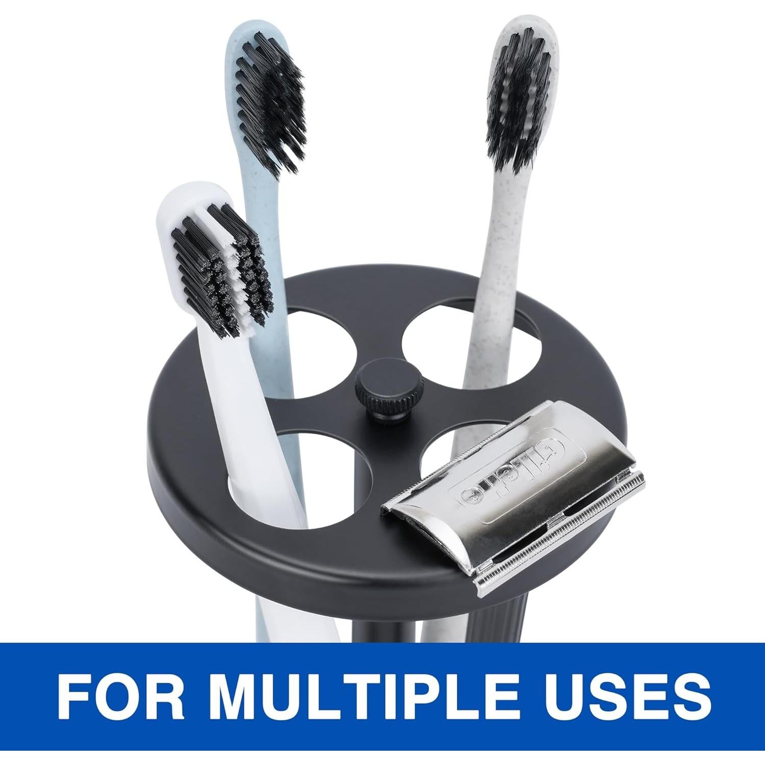 Soporte para Cepillos de Dientes Acero Inoxidable Negro 4 Ranuras