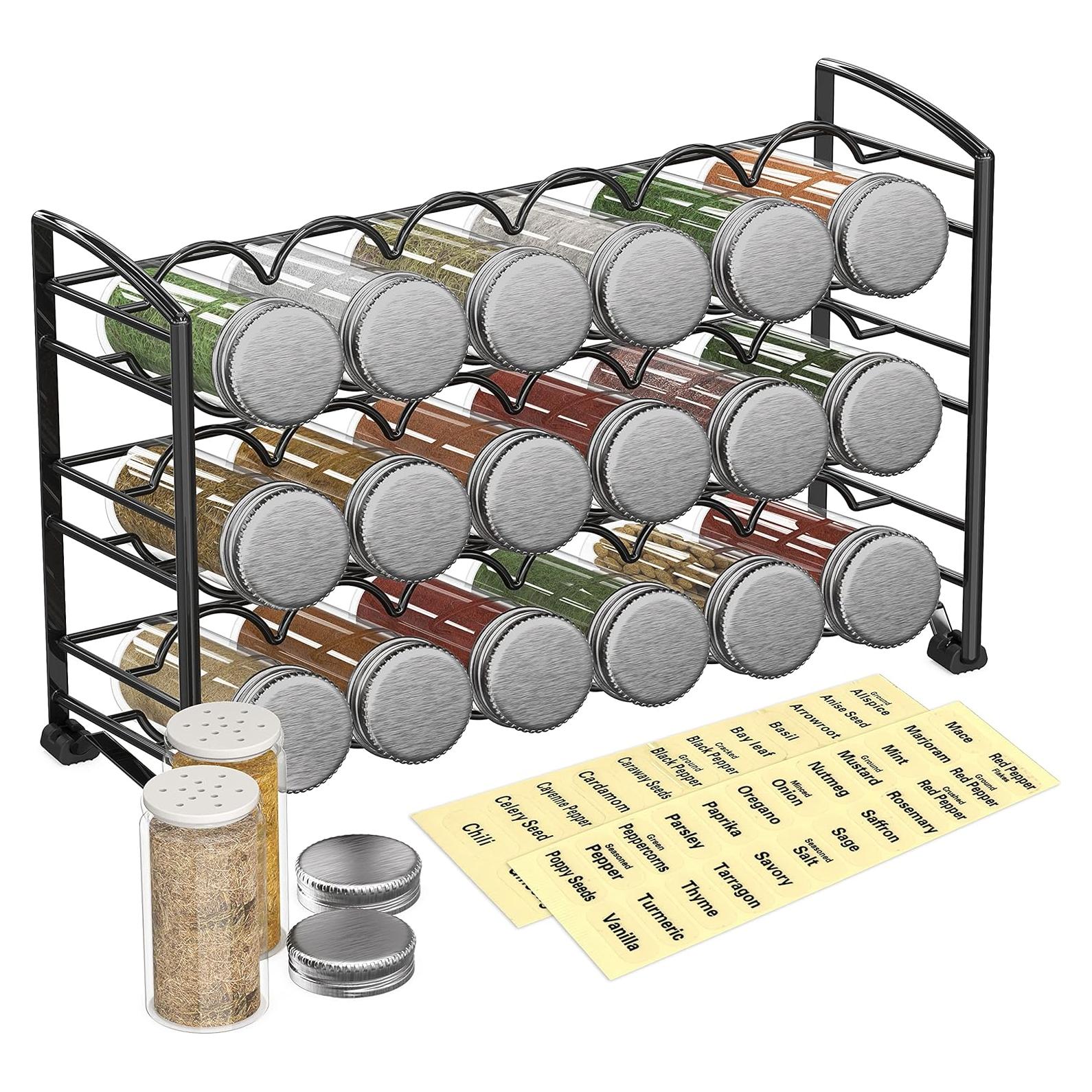 Soporte para Especias Deco Brothers con 18 Botellas y 48 Etiquetas