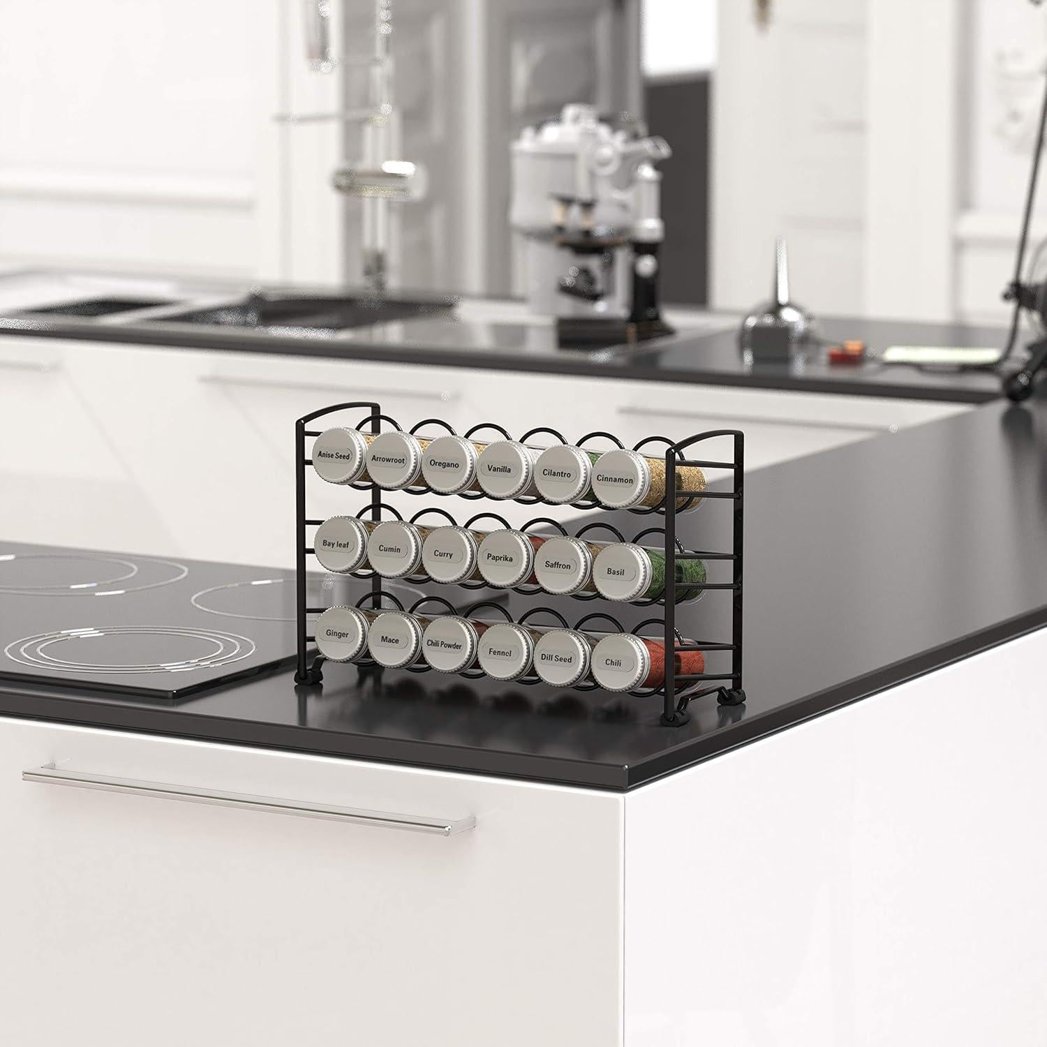 Soporte para Especias Deco Brothers con 18 Botellas y 48 Etiquetas