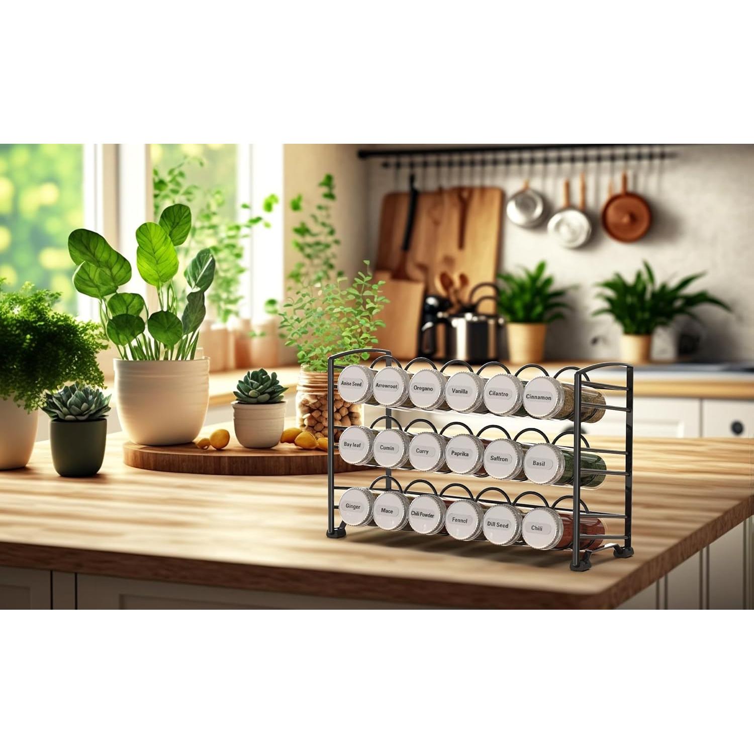 Soporte para Especias Deco Brothers con 18 Botellas y 48 Etiquetas