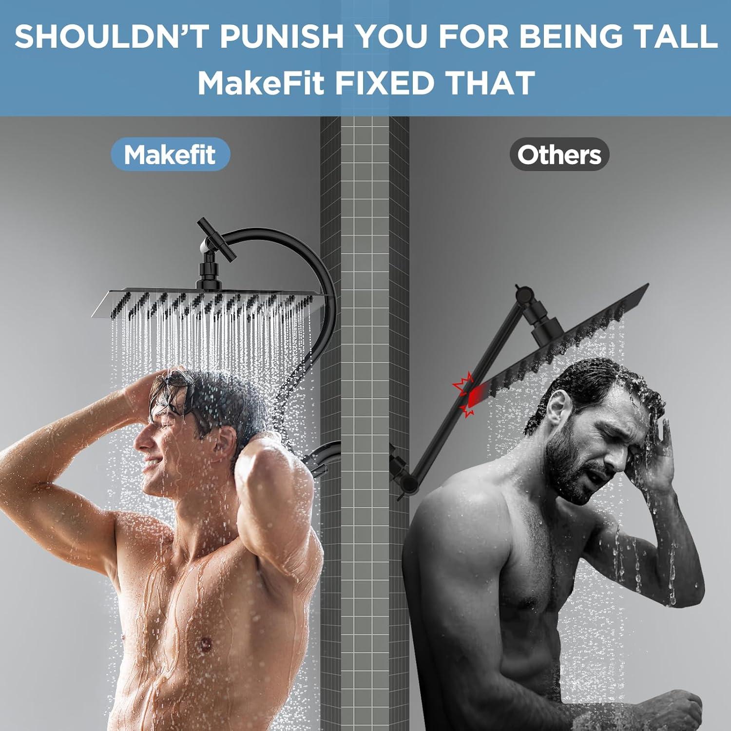 Combo Ducha Doble MakeFit Todo Metal 10" Lluvia y Mano Negro
