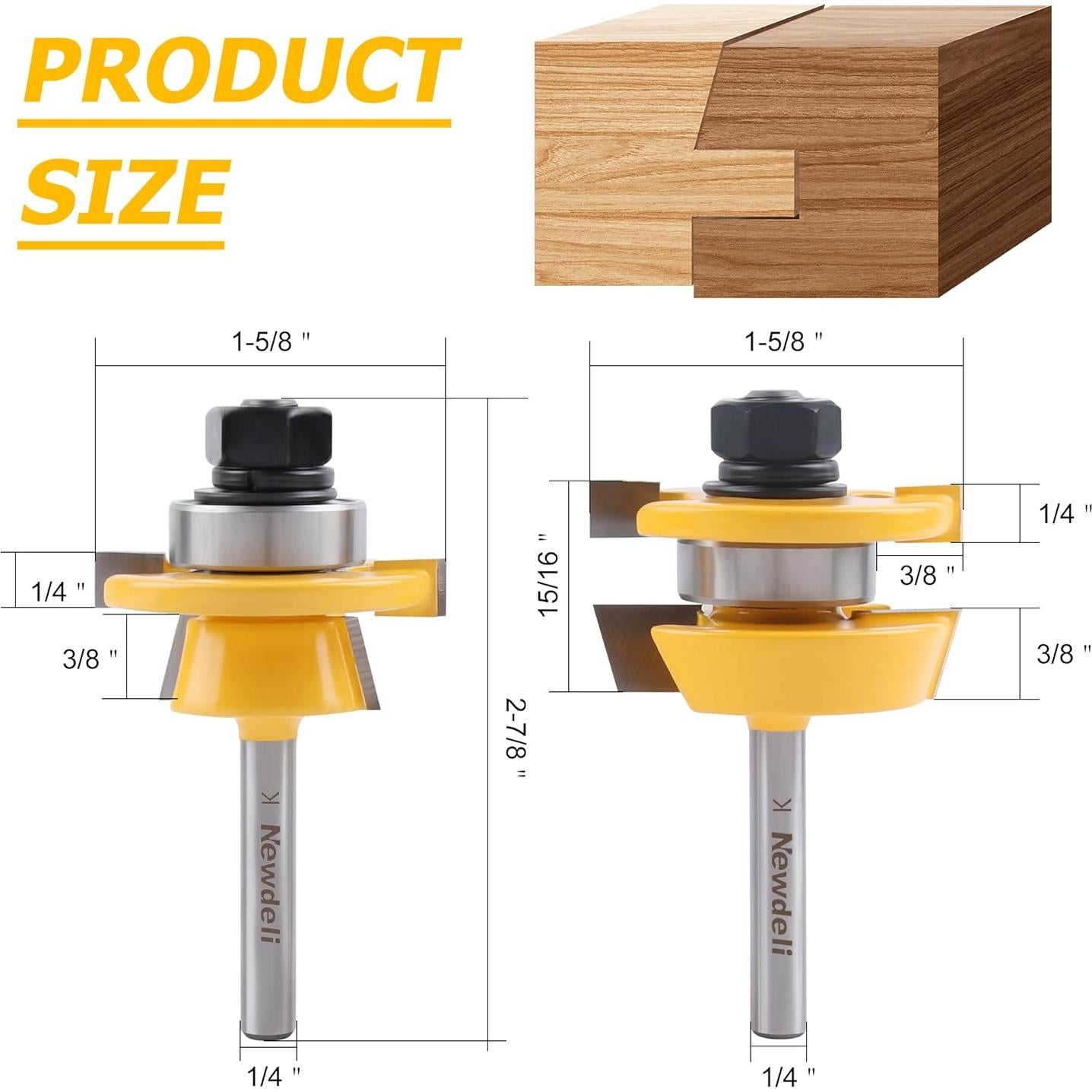 Juego de 2 Fresas para Riel y Estilo Shaker 1/4" NuevoDeli