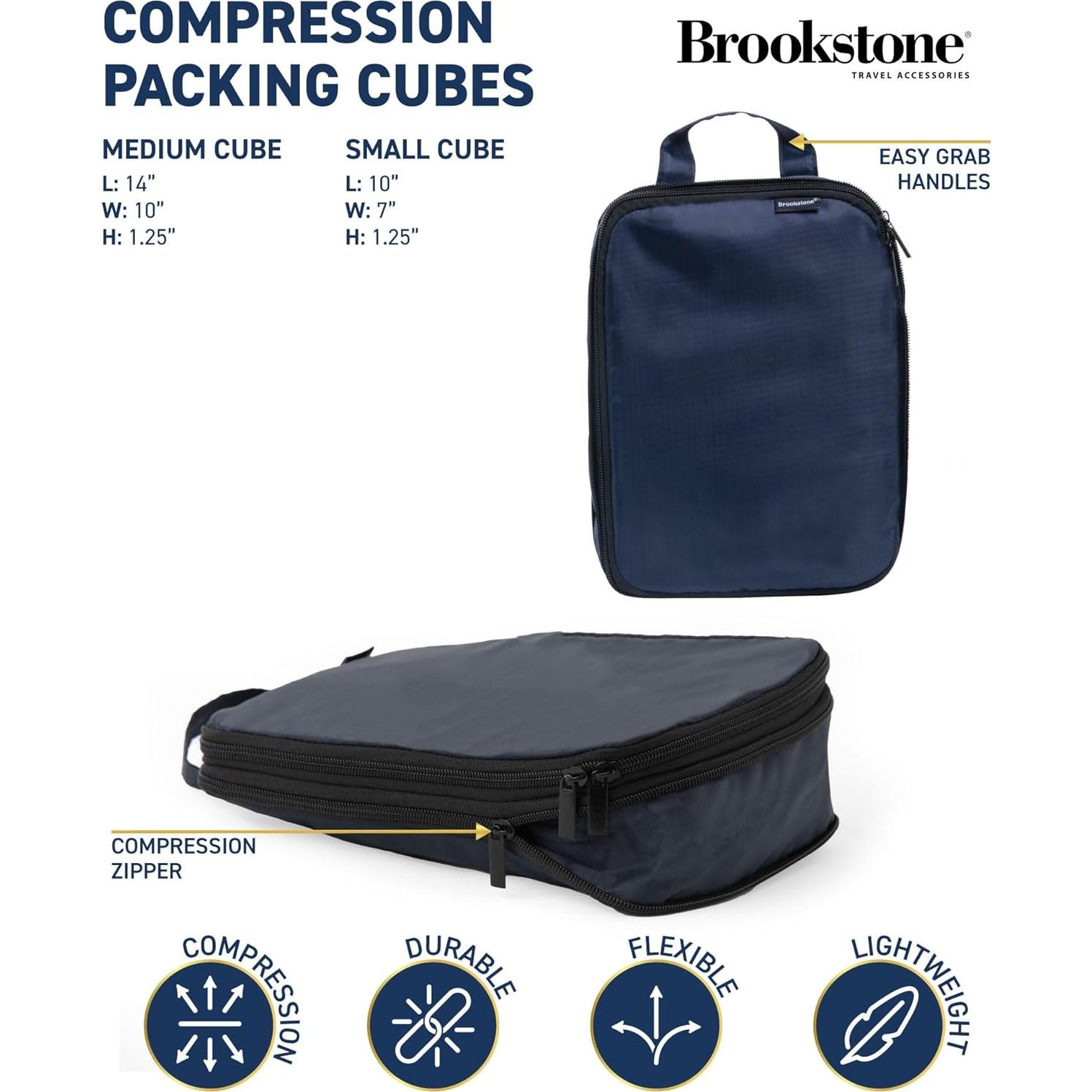 Conjunto de Cubos de Compresión 2 Piezas Brookstone Nylon Azul