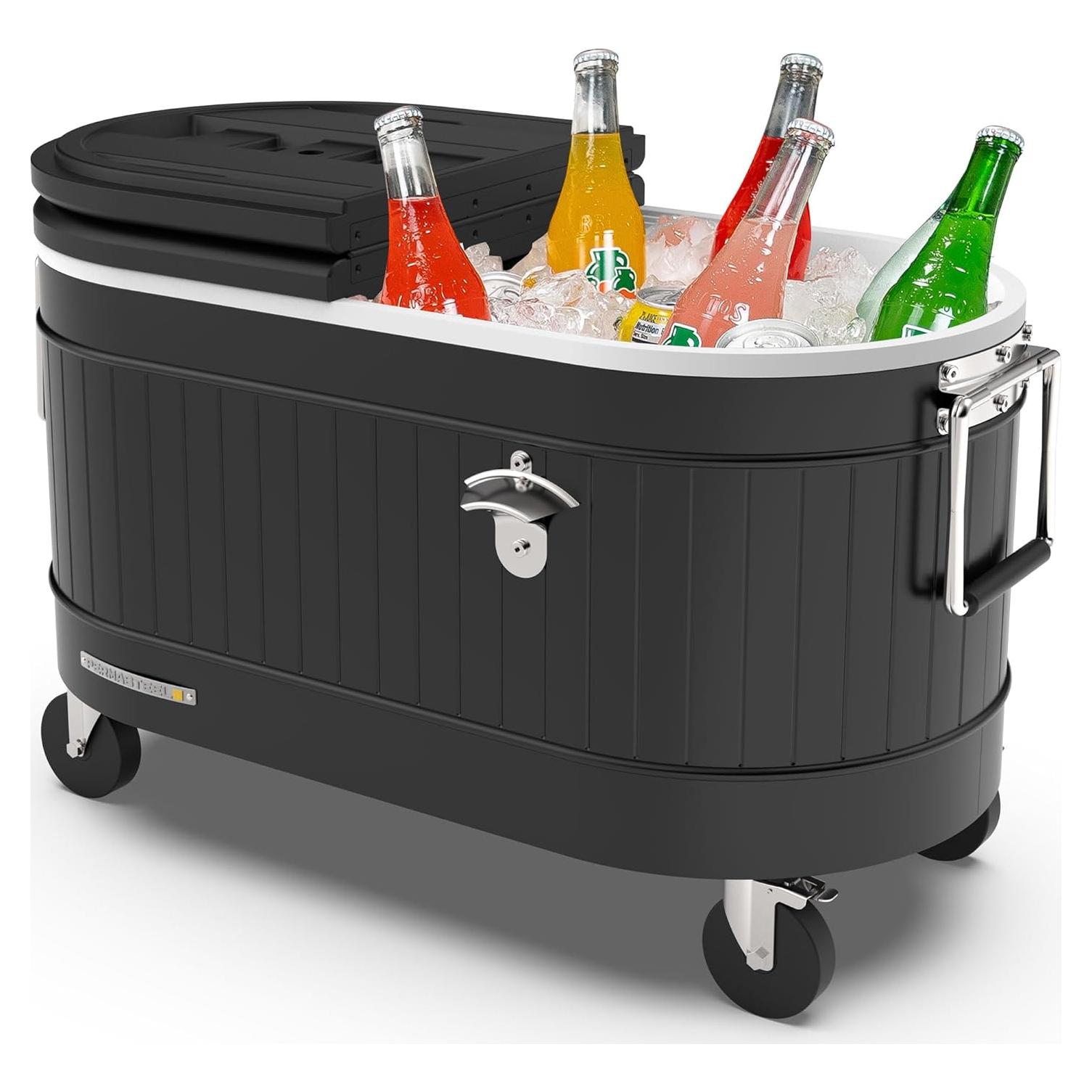 Enfriador Rodante Permasteel 80 Qt Negro - Aislado y con Ruedas