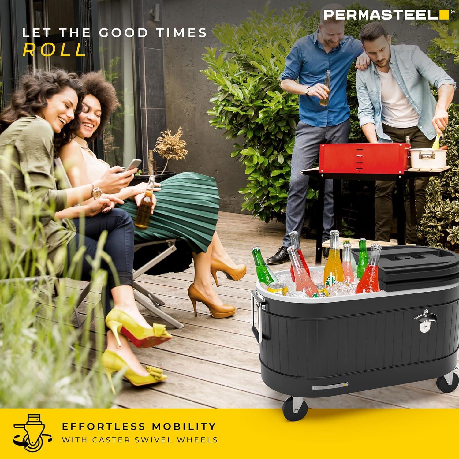 Enfriador Rodante Permasteel 80 Qt Negro - Aislado y con Ruedas