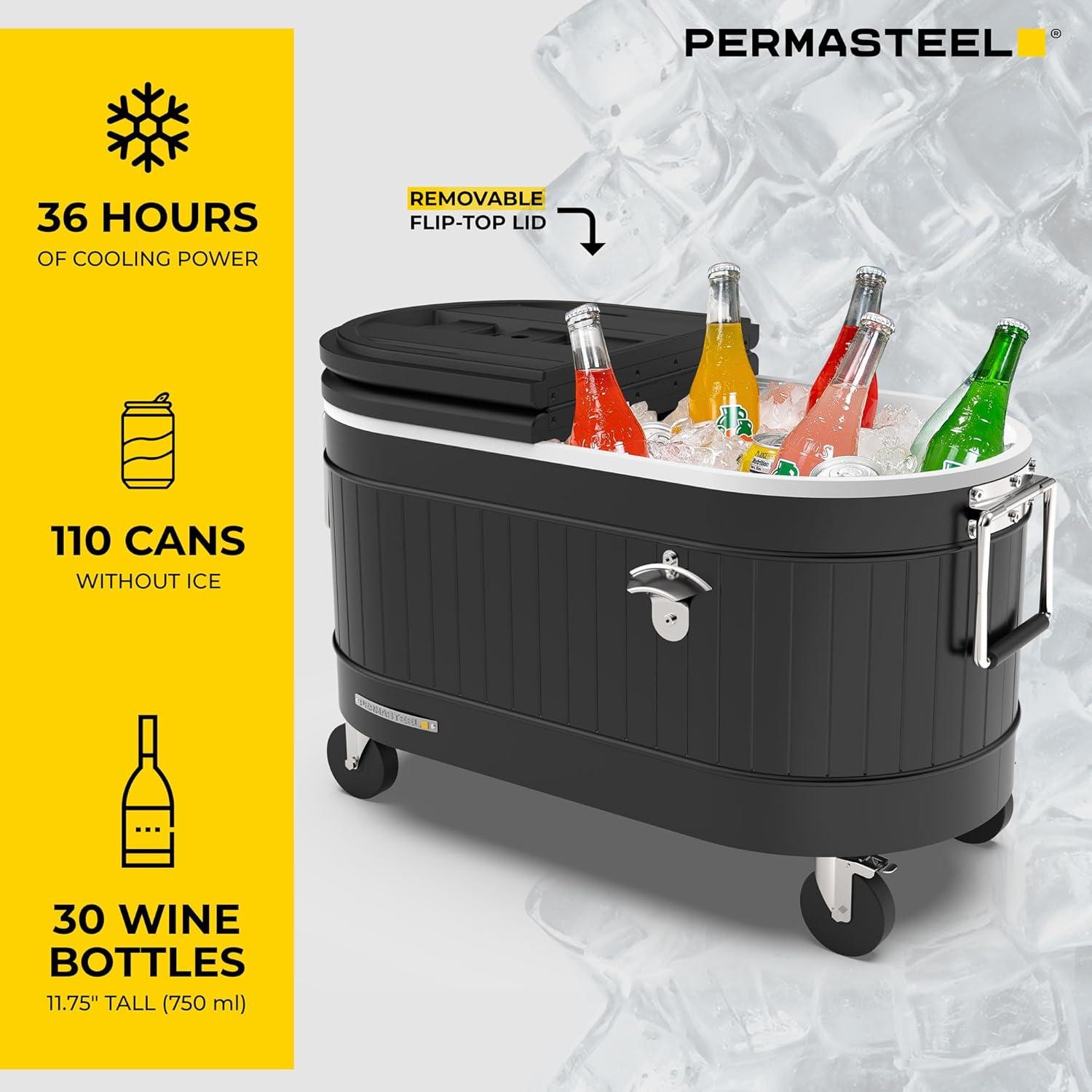 Enfriador Rodante Permasteel 80 Qt Negro - Aislado y con Ruedas