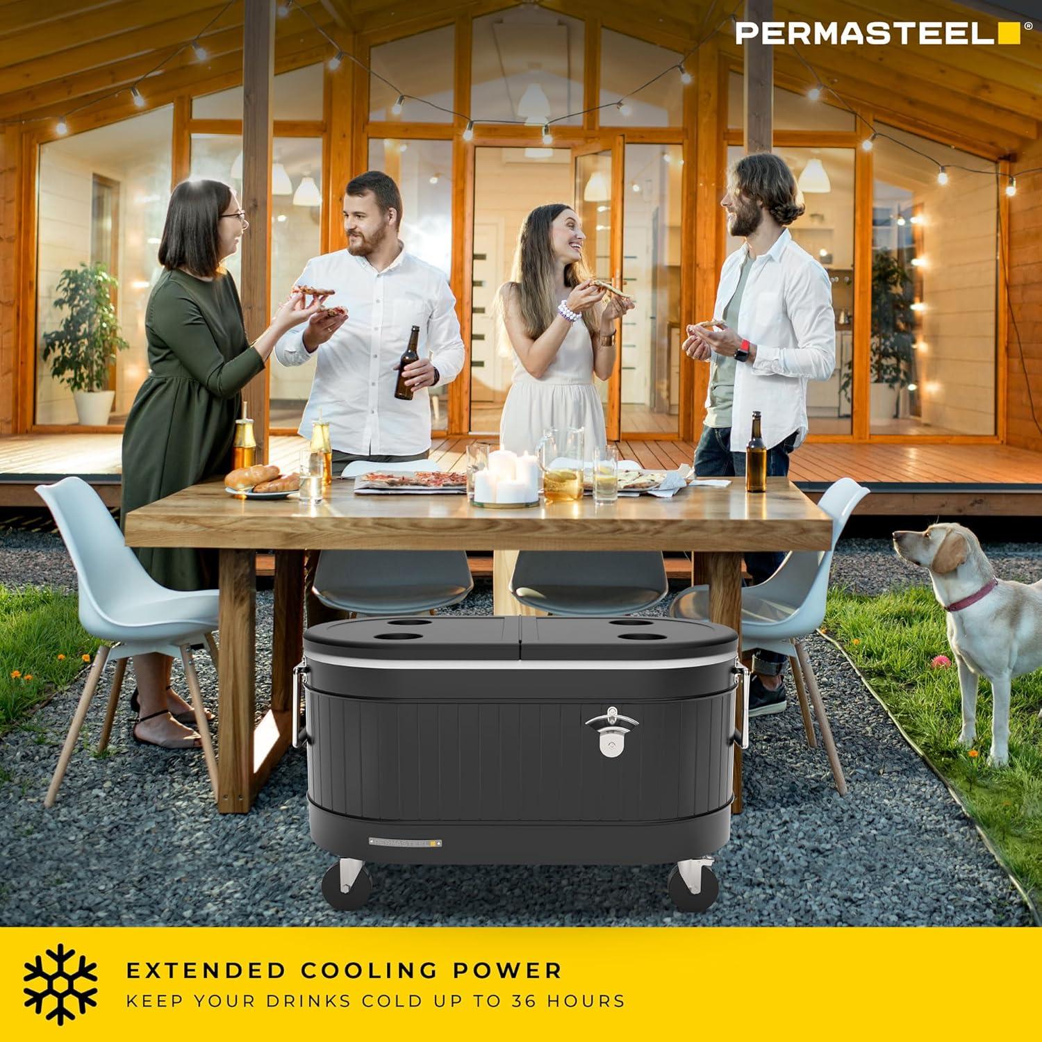 Enfriador Rodante Permasteel 80 Qt Negro - Aislado y con Ruedas
