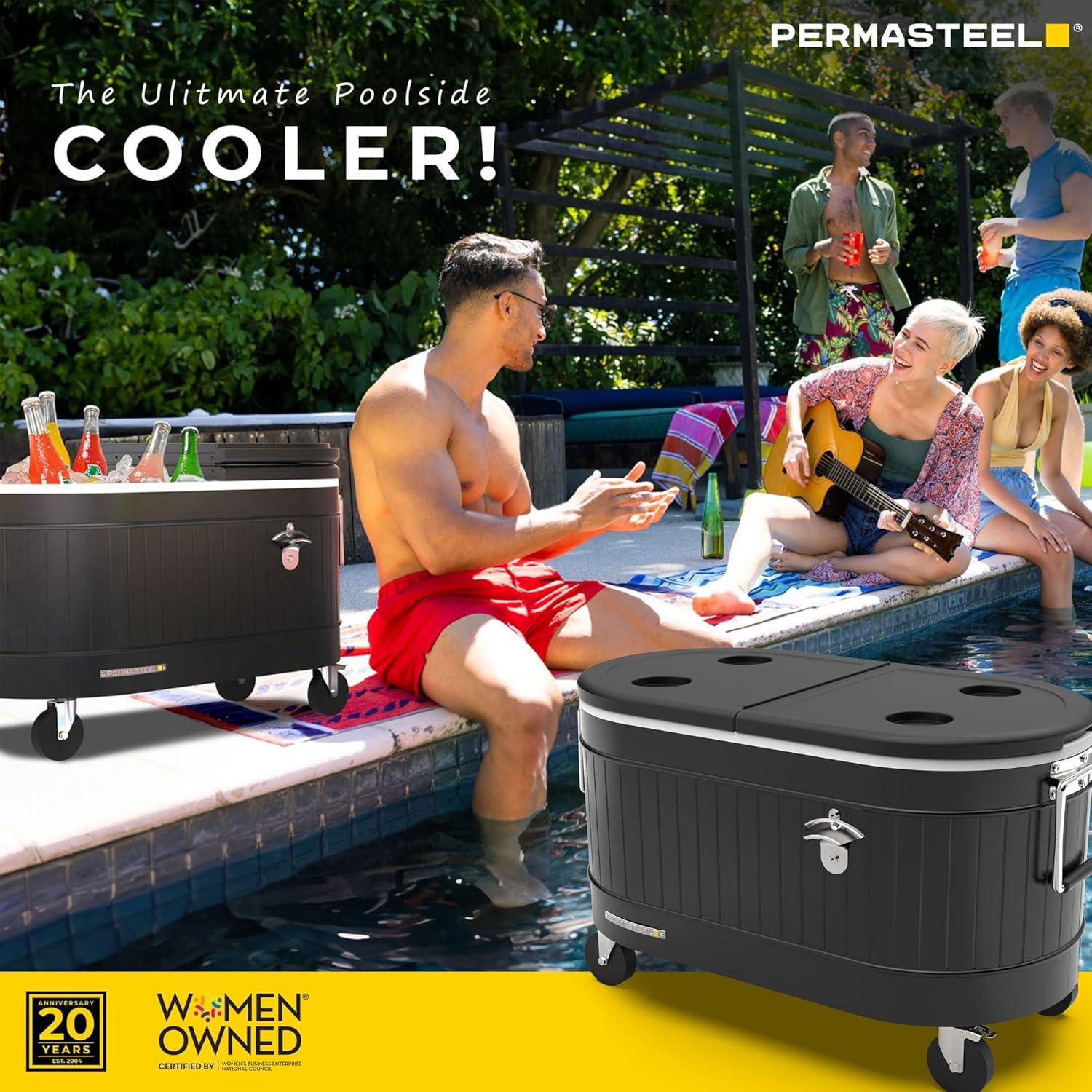 Enfriador Rodante Permasteel 80 Qt Negro - Aislado y con Ruedas