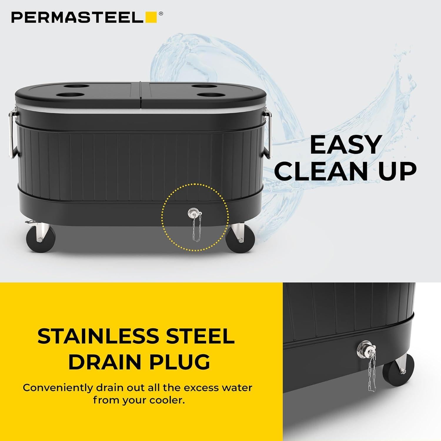 Enfriador Rodante Permasteel 80 Qt Negro - Aislado y con Ruedas
