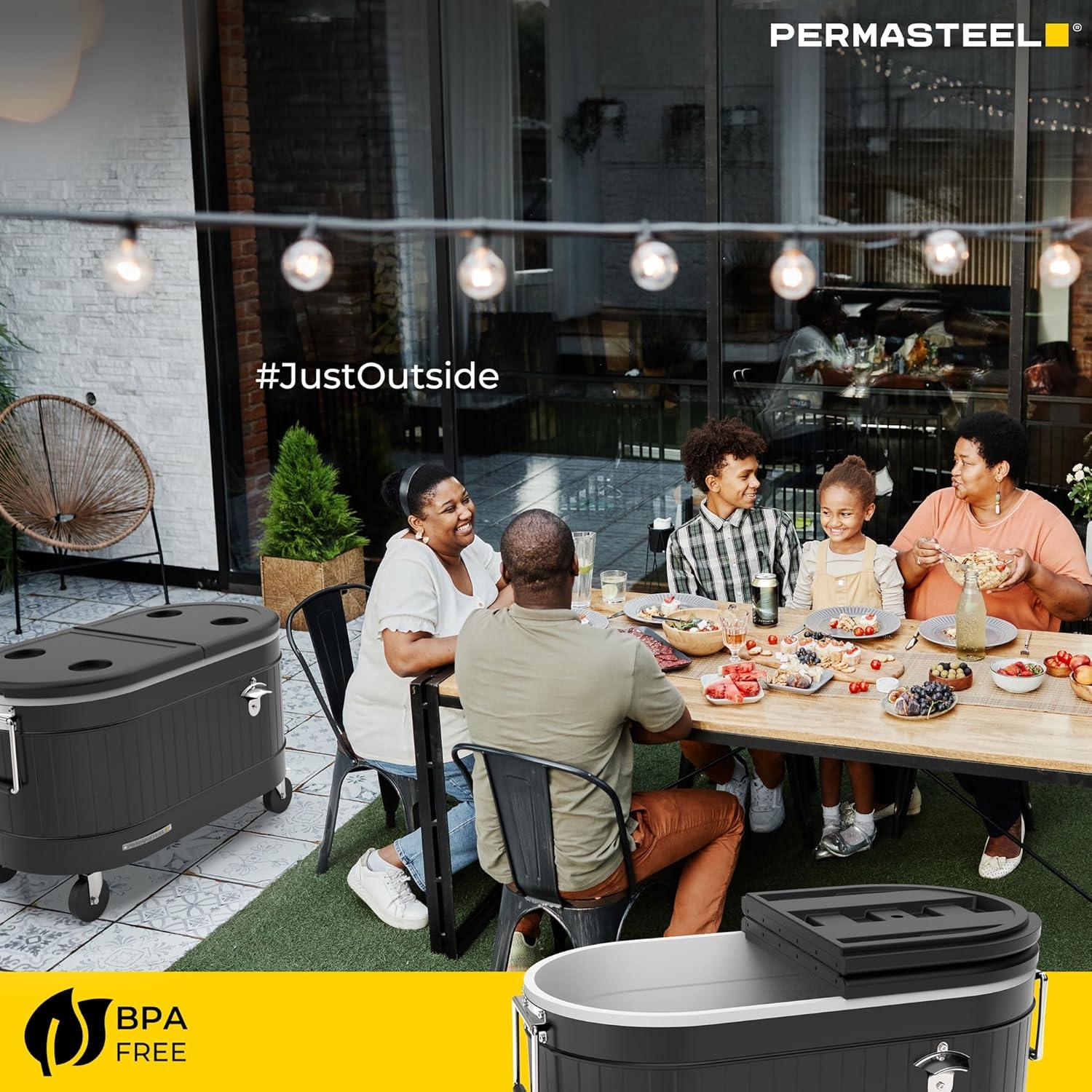 Enfriador Rodante Permasteel 80 Qt Negro - Aislado y con Ruedas