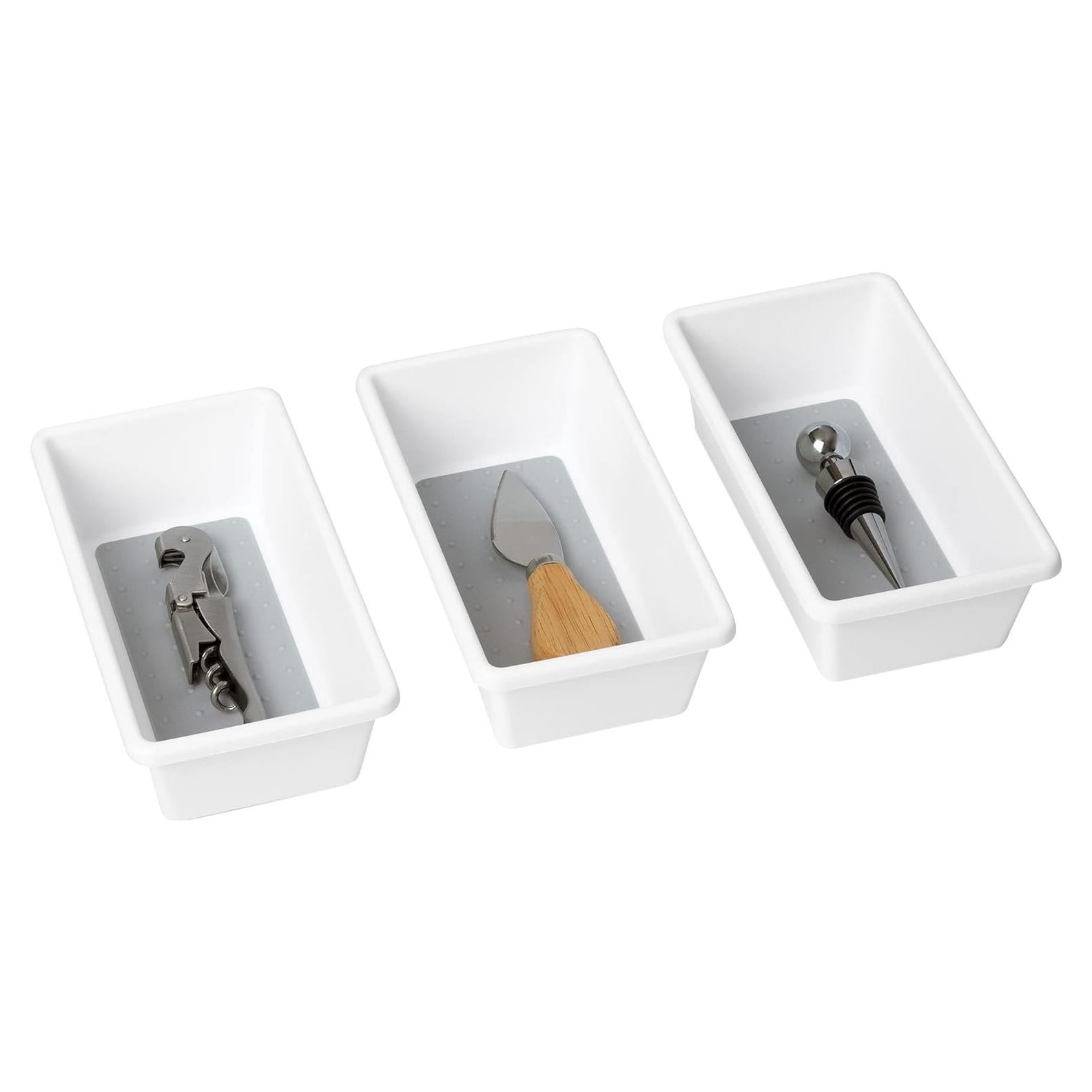Organizador de Cajones Smart Design - Set de 3 - 17.14x9.53 cm - Antideslizante - Libre de BPA - Blanco