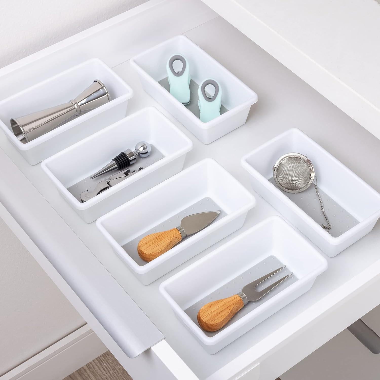 Organizador de Cajones Smart Design - Set de 3 - 17.14x9.53 cm - Antideslizante - Libre de BPA - Blanco