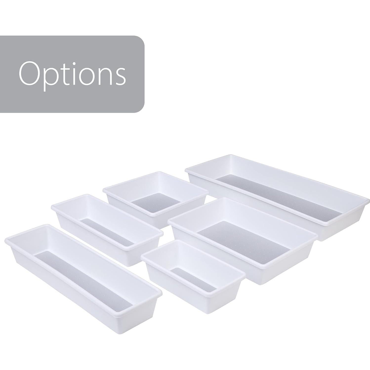 Organizador de Cajones Smart Design - Set de 3 - 17.14x9.53 cm - Antideslizante - Libre de BPA - Blanco