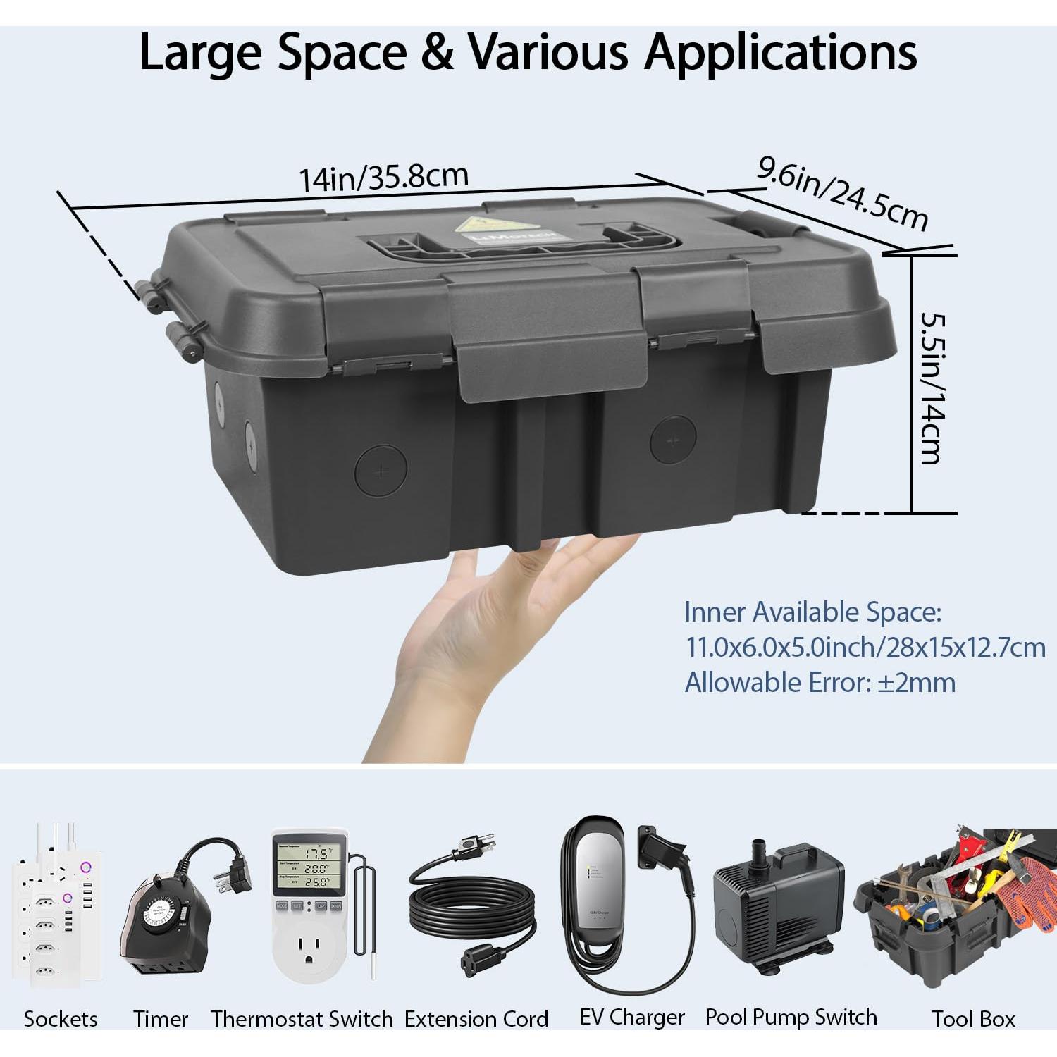 Caja Eléctrica Exterior LeMotech IP55 Negra 27.9x15.2x12.7cm