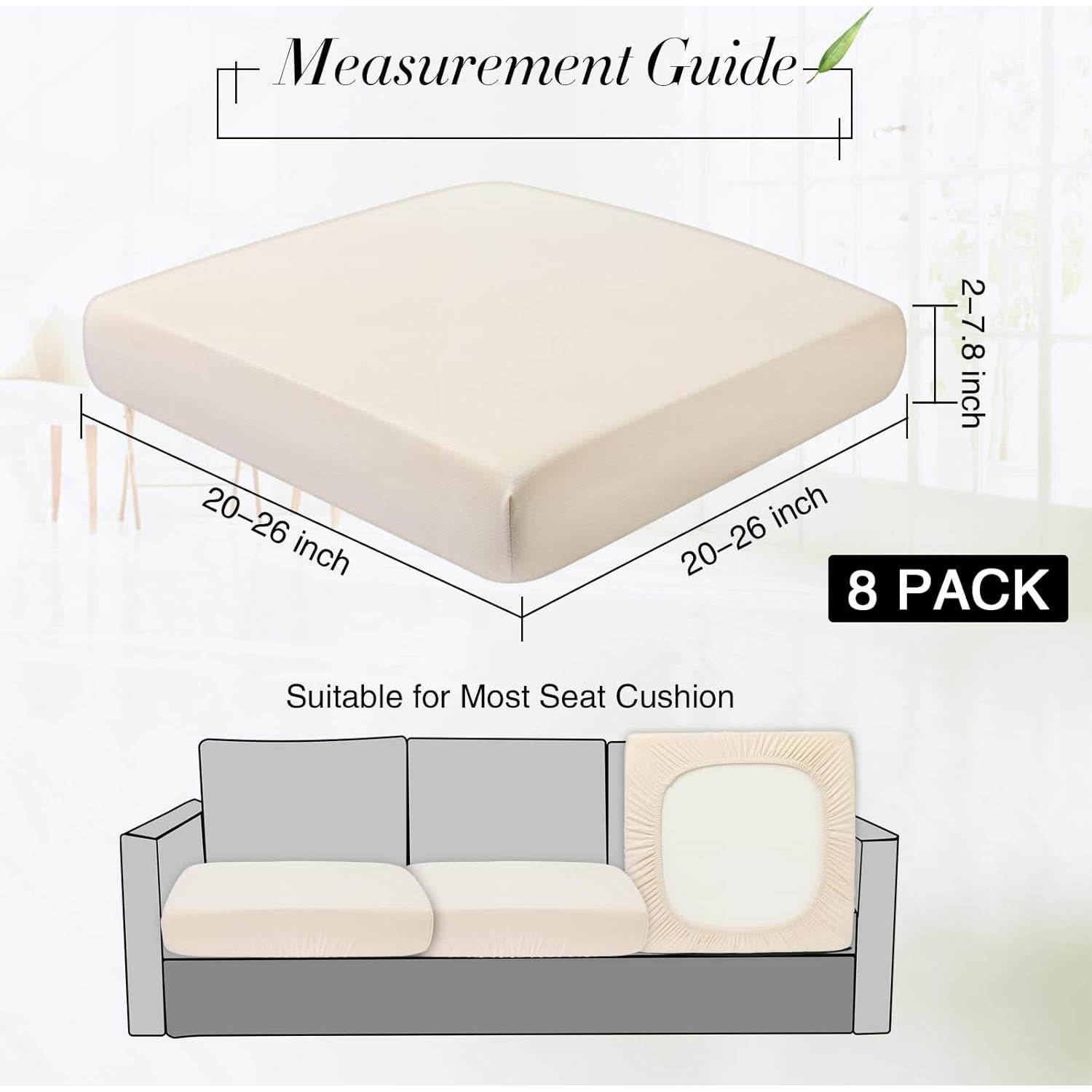 Fundas de Cojines para Sofá Newwiee 8 Piezas Beige Impermeables