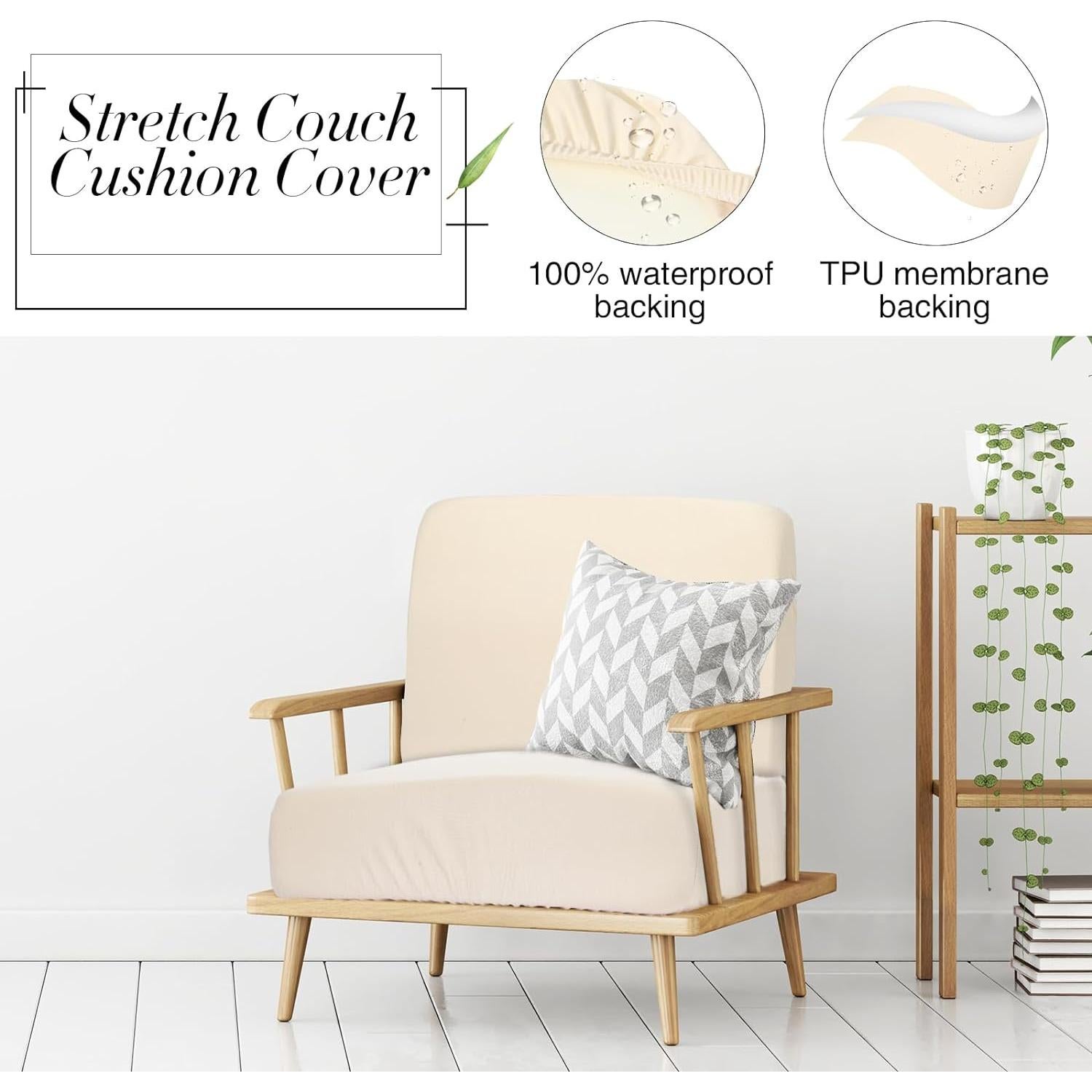 Fundas de Cojines para Sofá Newwiee 8 Piezas Beige Impermeables