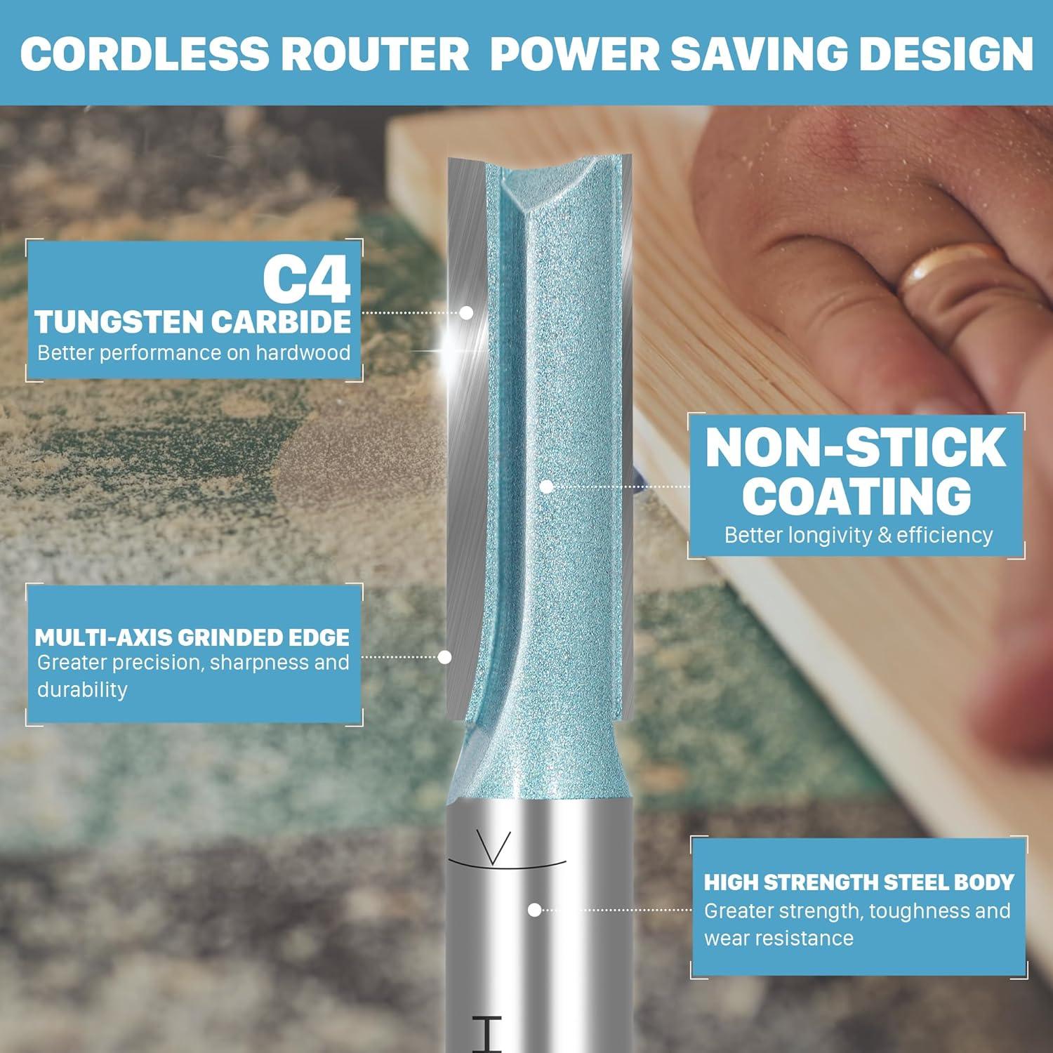 Fresa Recta Doble Filo KEENTECH 3/8" Carburo 3,18 cm