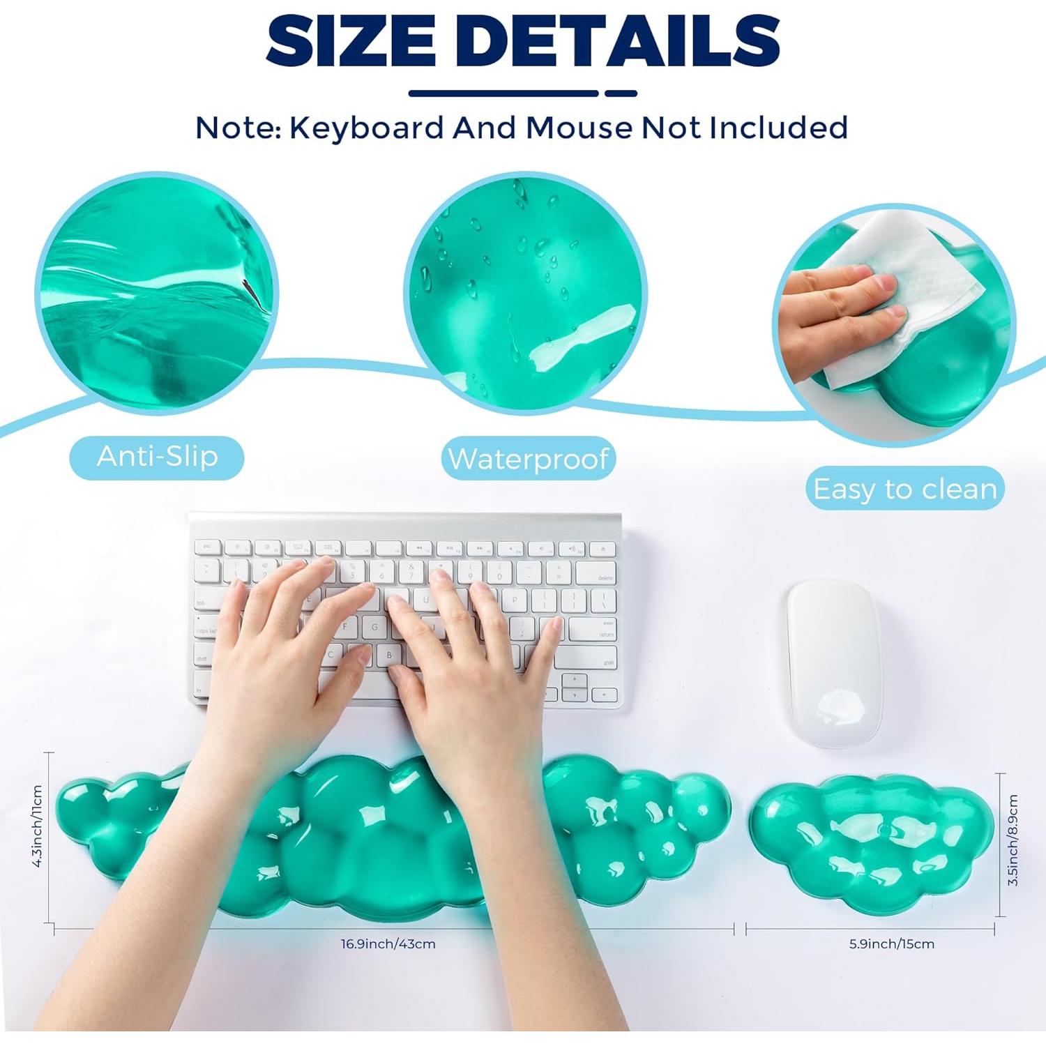 Reposamuñecas de Gel ABRONDA - Ergonómico Verde 42.5x10.8 cm