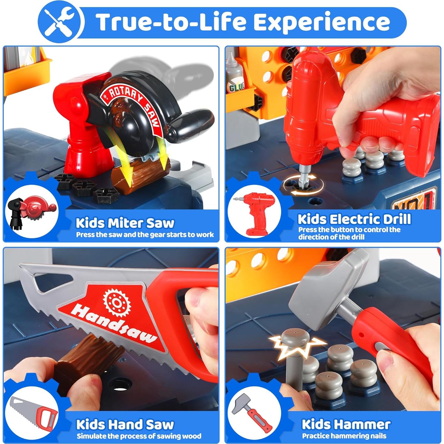 Banco de herramientas para niños Honeystar 65 piezas azul marino