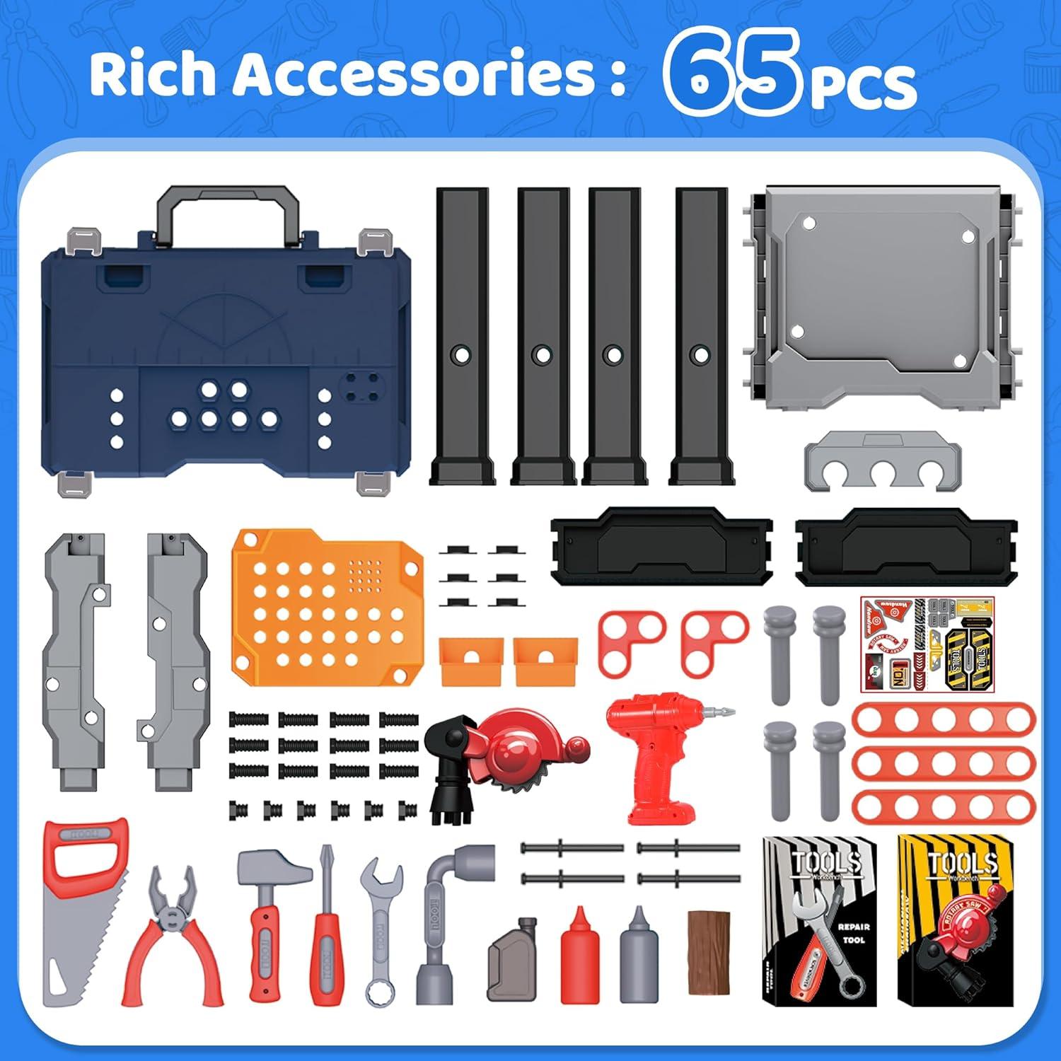 Banco de herramientas para niños Honeystar 65 piezas azul marino