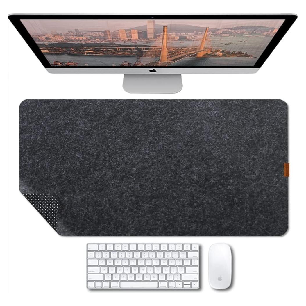 Alfombrilla de escritorio antideslizante Bright Stone 70x30cm Fieltro Negro