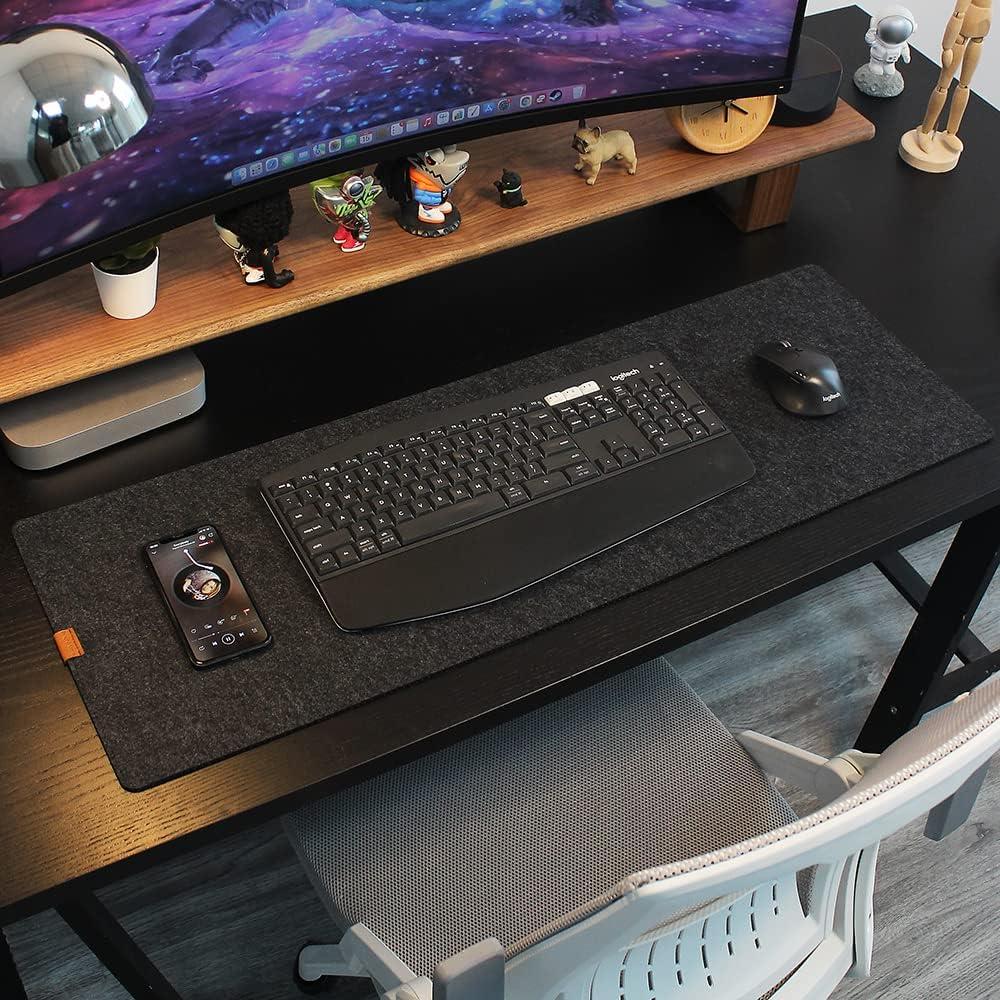 Alfombrilla de escritorio antideslizante Bright Stone 70x30cm Fieltro Negro