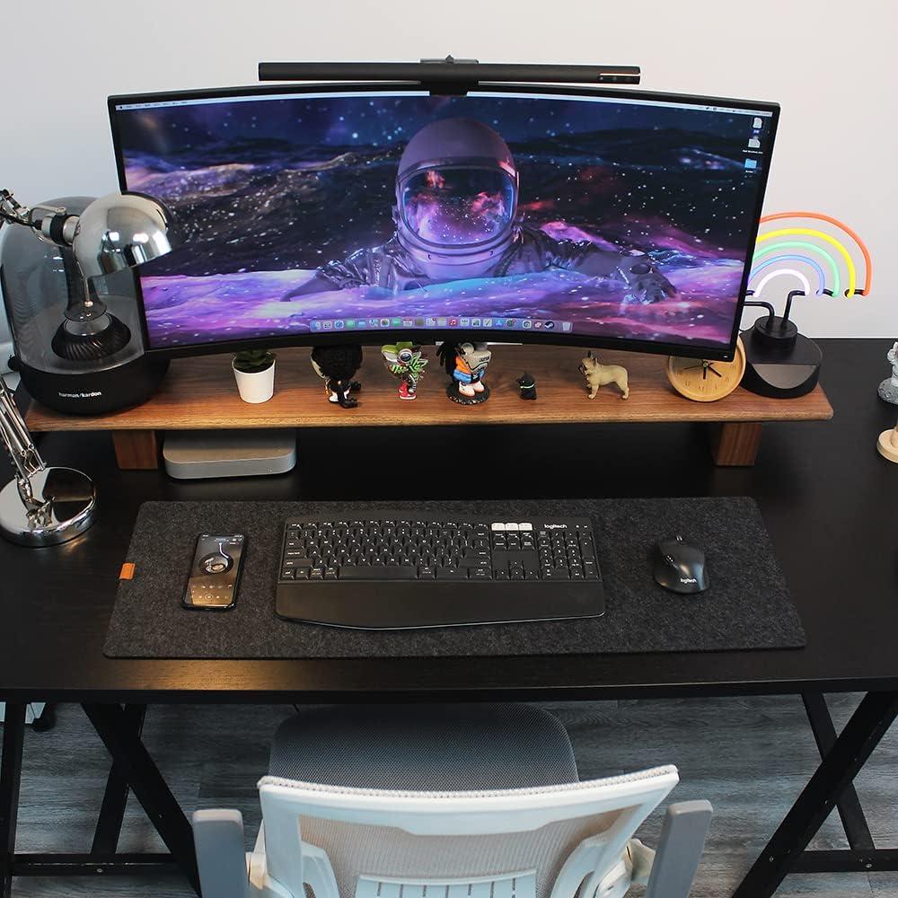 Alfombrilla de escritorio antideslizante Bright Stone 70x30cm Fieltro Negro