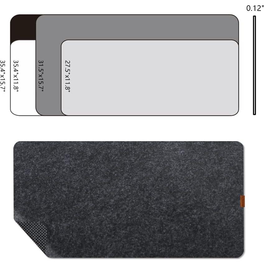 Alfombrilla de escritorio antideslizante Bright Stone 70x30cm Fieltro Negro