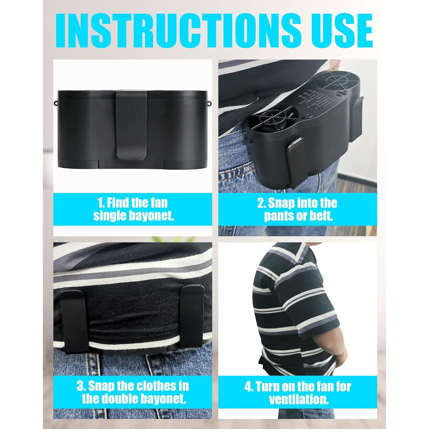 Ventilador de Cintura Lvkakmox 15000mAh 4 Velocidades Portátil