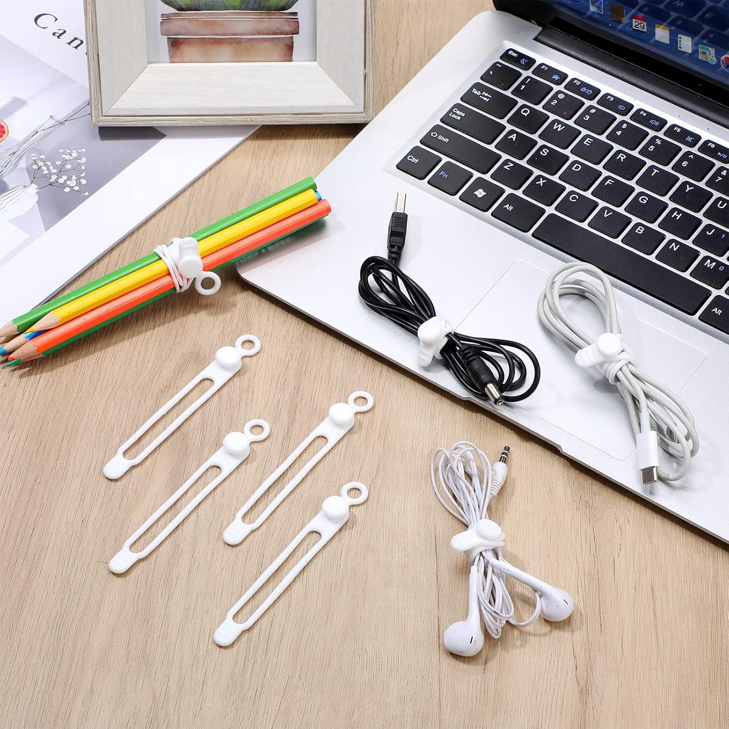 Sujetadores de Cable de Silicona Nuanchu 40 Pcs Ajustables 10.6 cm