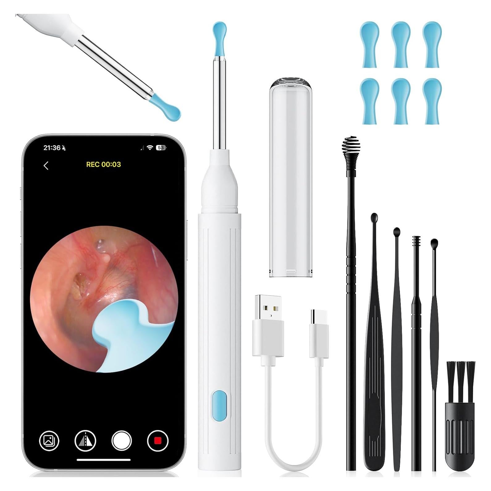 Kit Eliminación de Cerumen MOOPHY con Cámara 1296P y 6 Luces LED