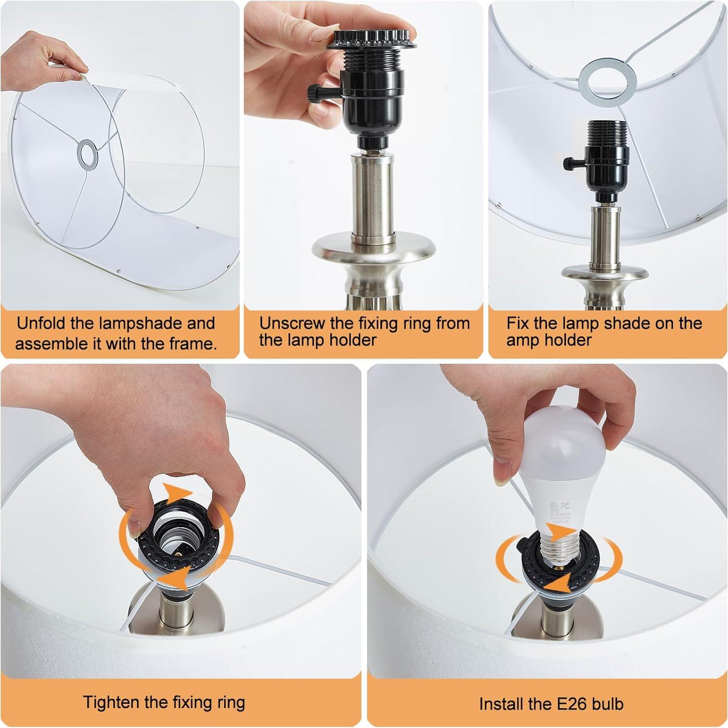 Juego de 2 Lámparas de Mesa EJIAXIN con Puertos USB y Bombillas LED