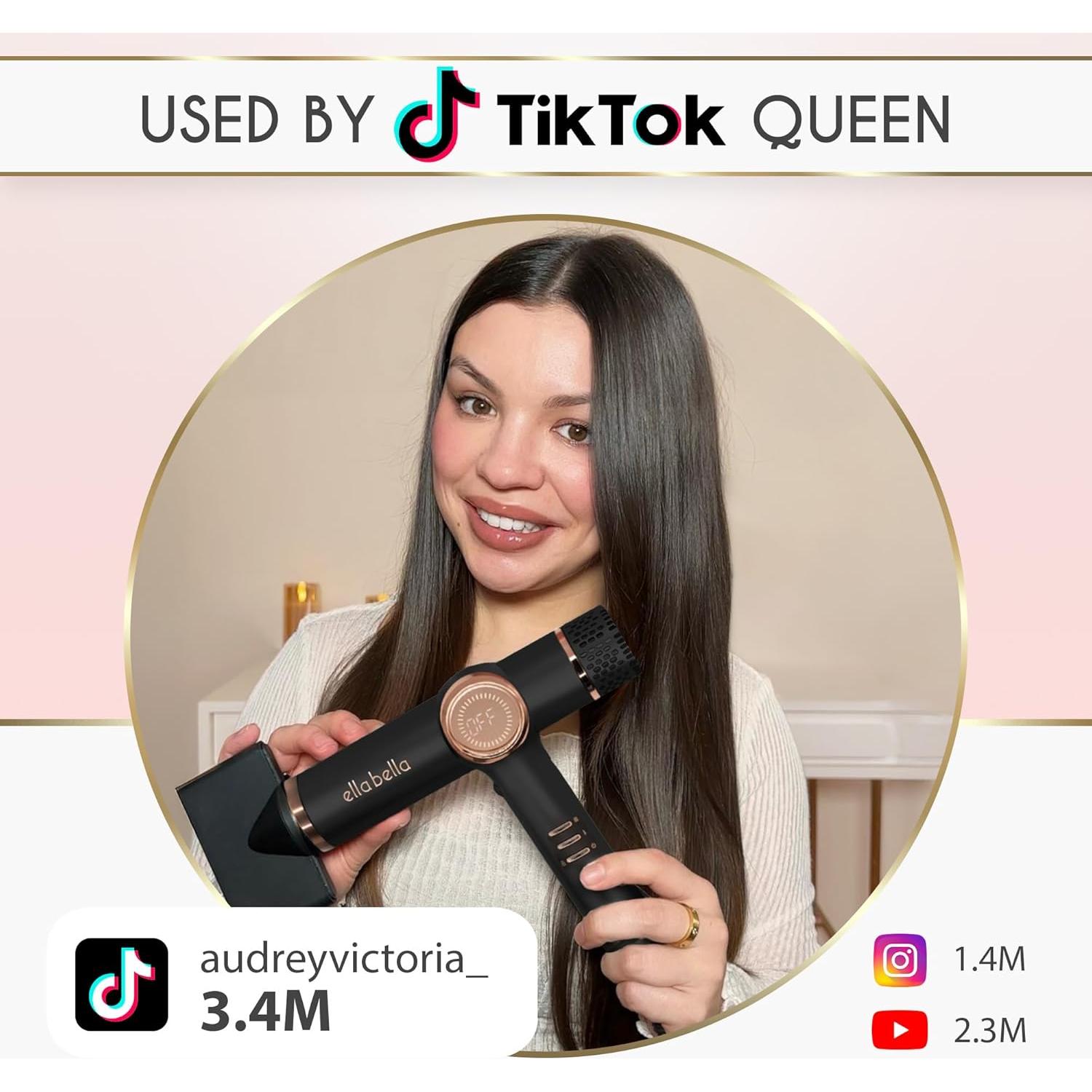 Secador de Pelo Profesional ELLA BELLA Iónico 1700W Negro