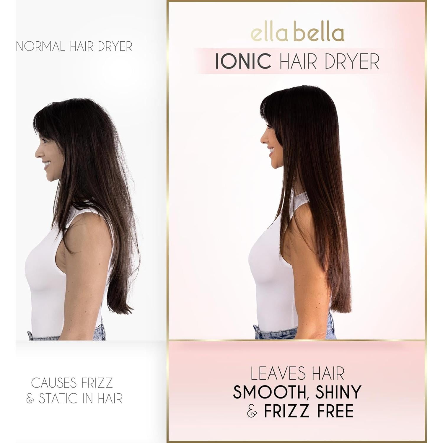 Secador de Pelo Profesional ELLA BELLA Iónico 1700W Negro