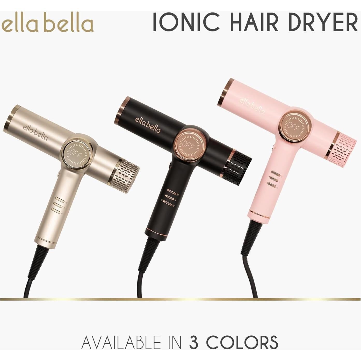 Secador de Pelo Profesional ELLA BELLA Iónico 1700W Negro