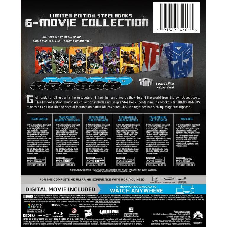Colección 6 Películas Transformers 4K Ultra HD Edición Limitada