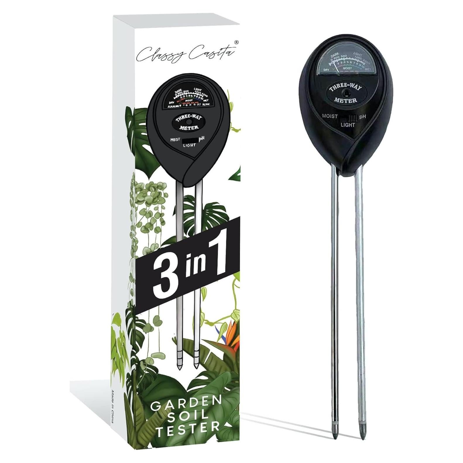 Medidor de Humedad del Suelo 3-en-1 Classy Casita - Negro