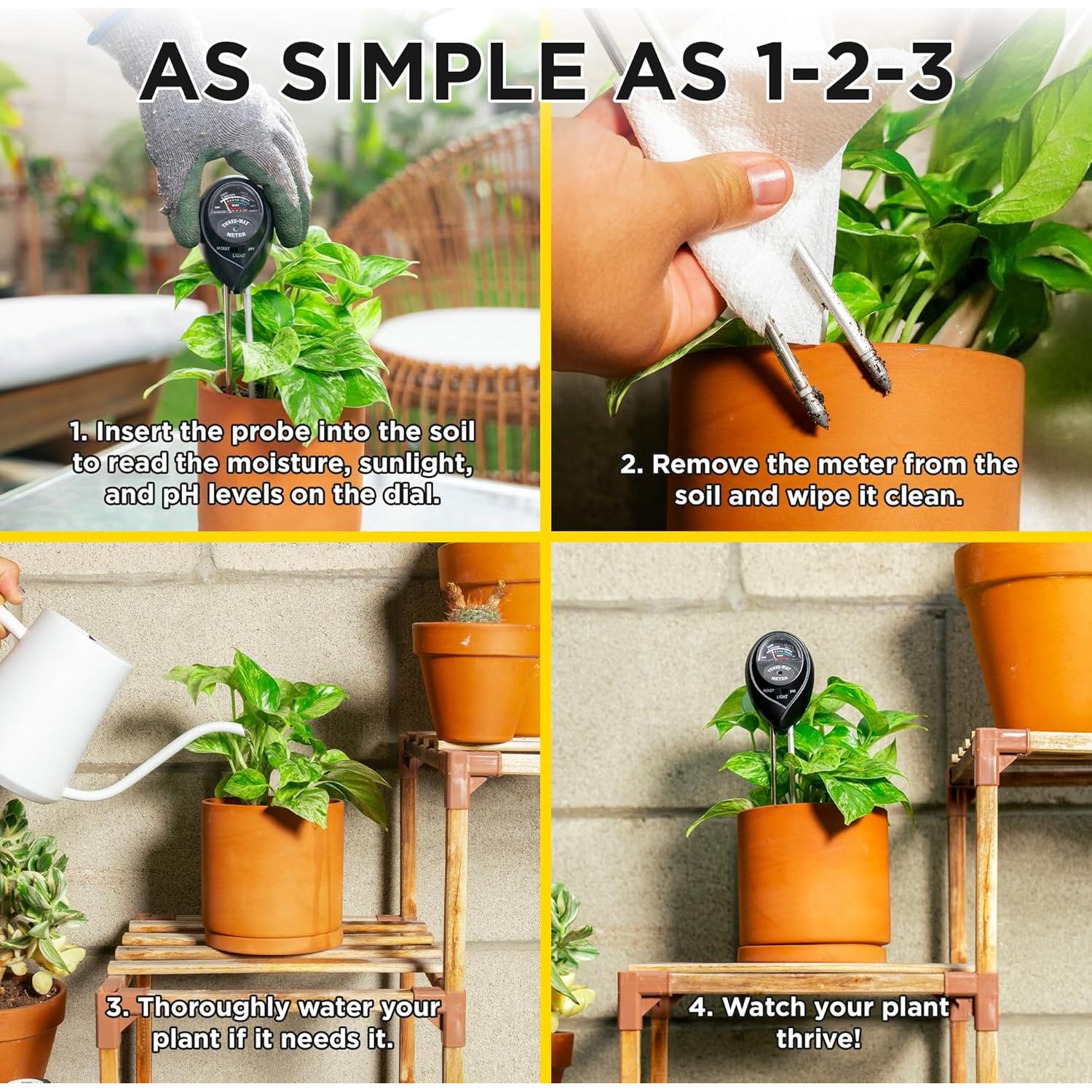 Medidor de Humedad del Suelo 3-en-1 Classy Casita - Negro