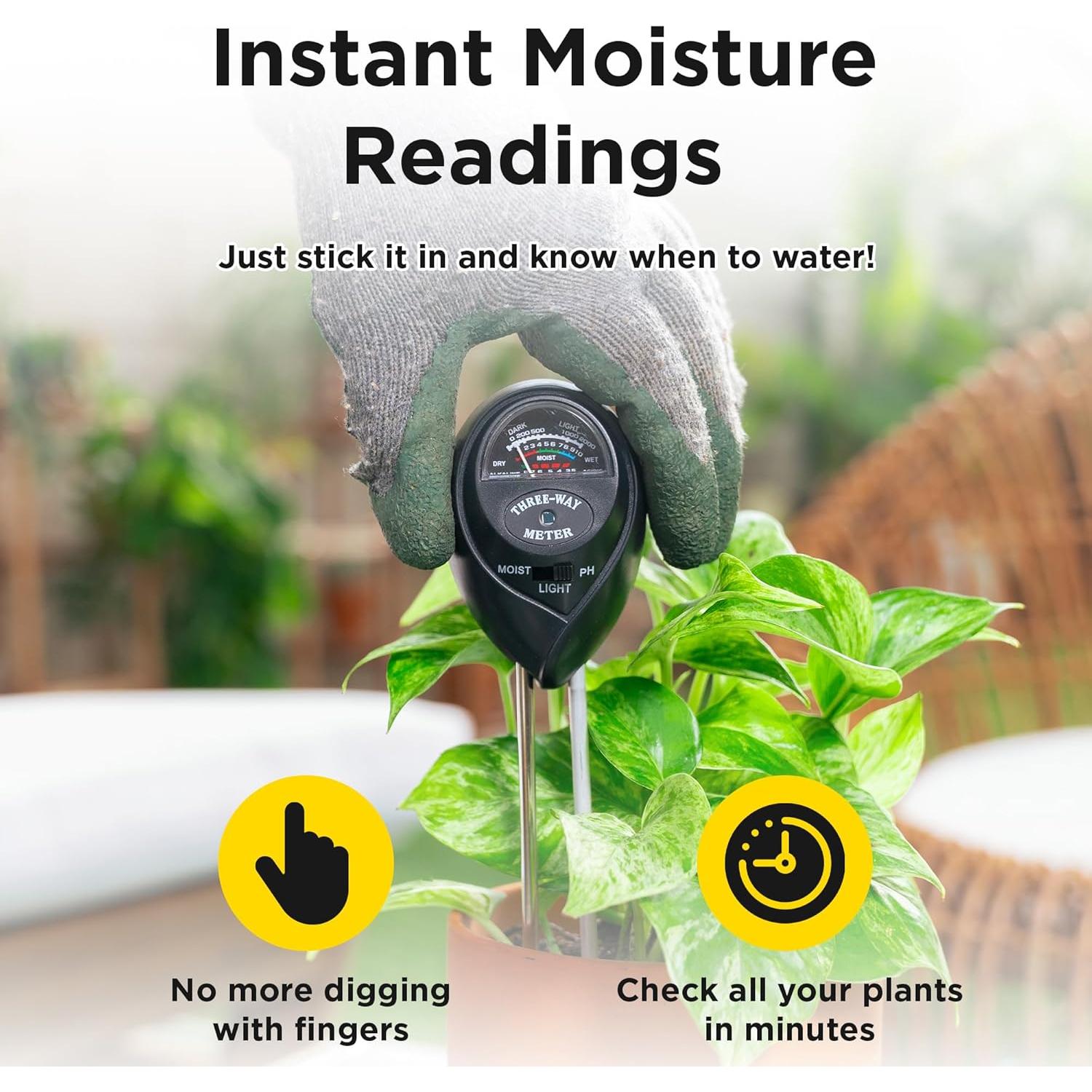 Medidor de Humedad del Suelo 3-en-1 Classy Casita - Negro