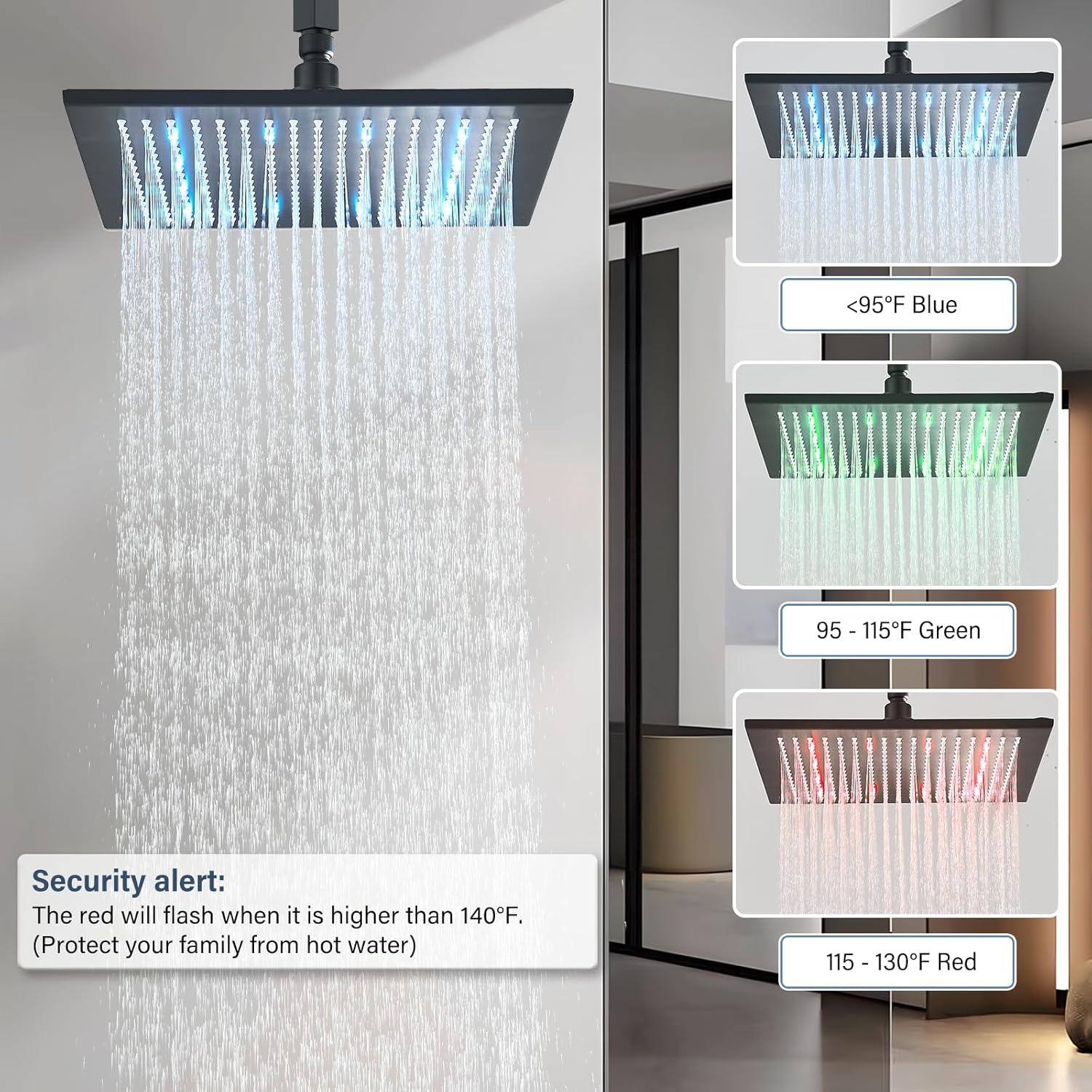 Cabezal de Ducha Cuadrado NeierThodore 30 CM LED Lluvia Cobre