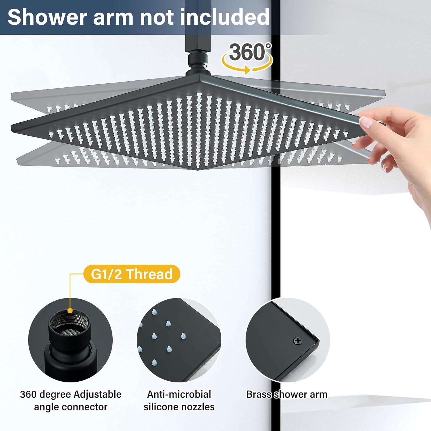 Cabezal de Ducha Cuadrado NeierThodore 30 CM LED Lluvia Cobre