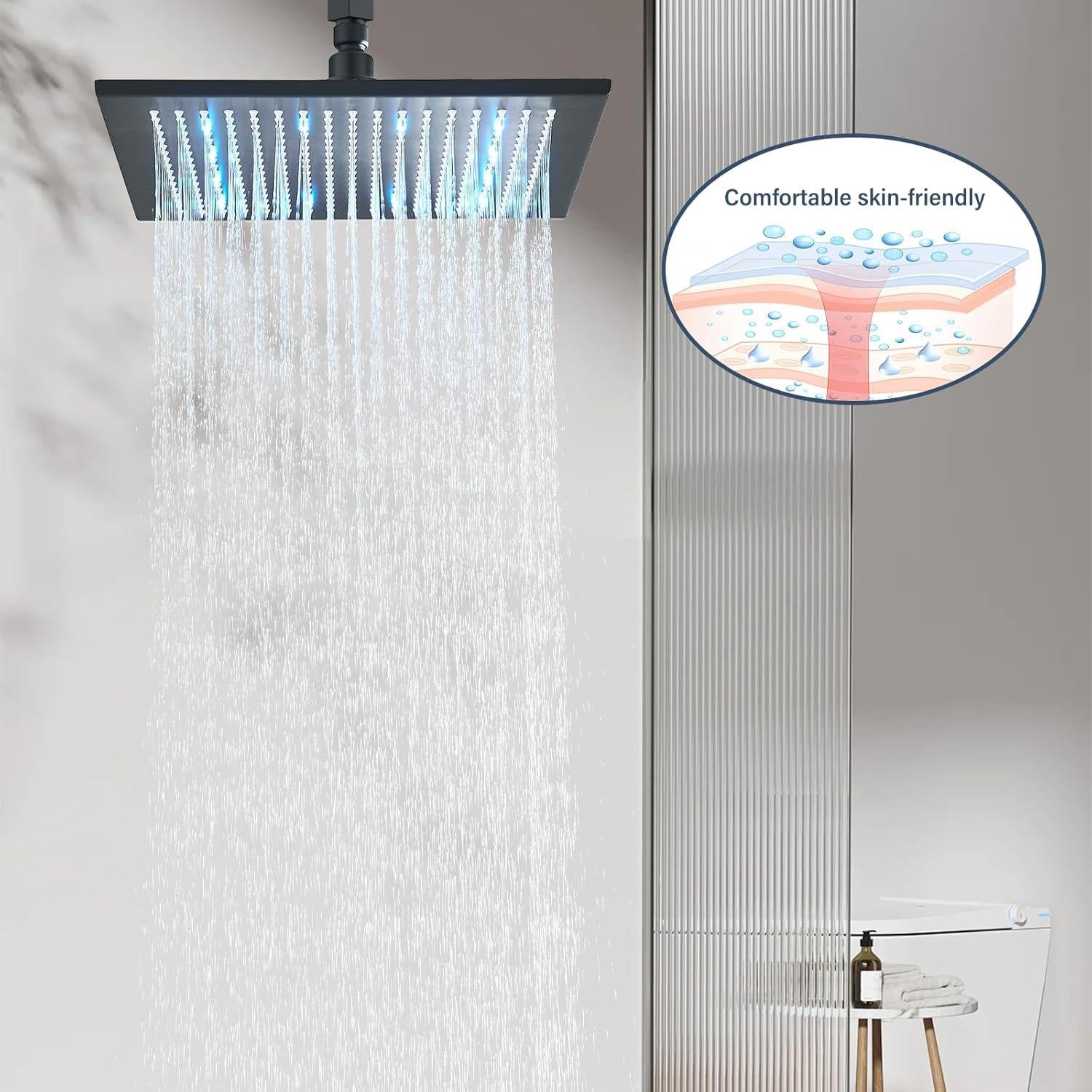 Cabezal de Ducha Cuadrado NeierThodore 30 CM LED Lluvia Cobre