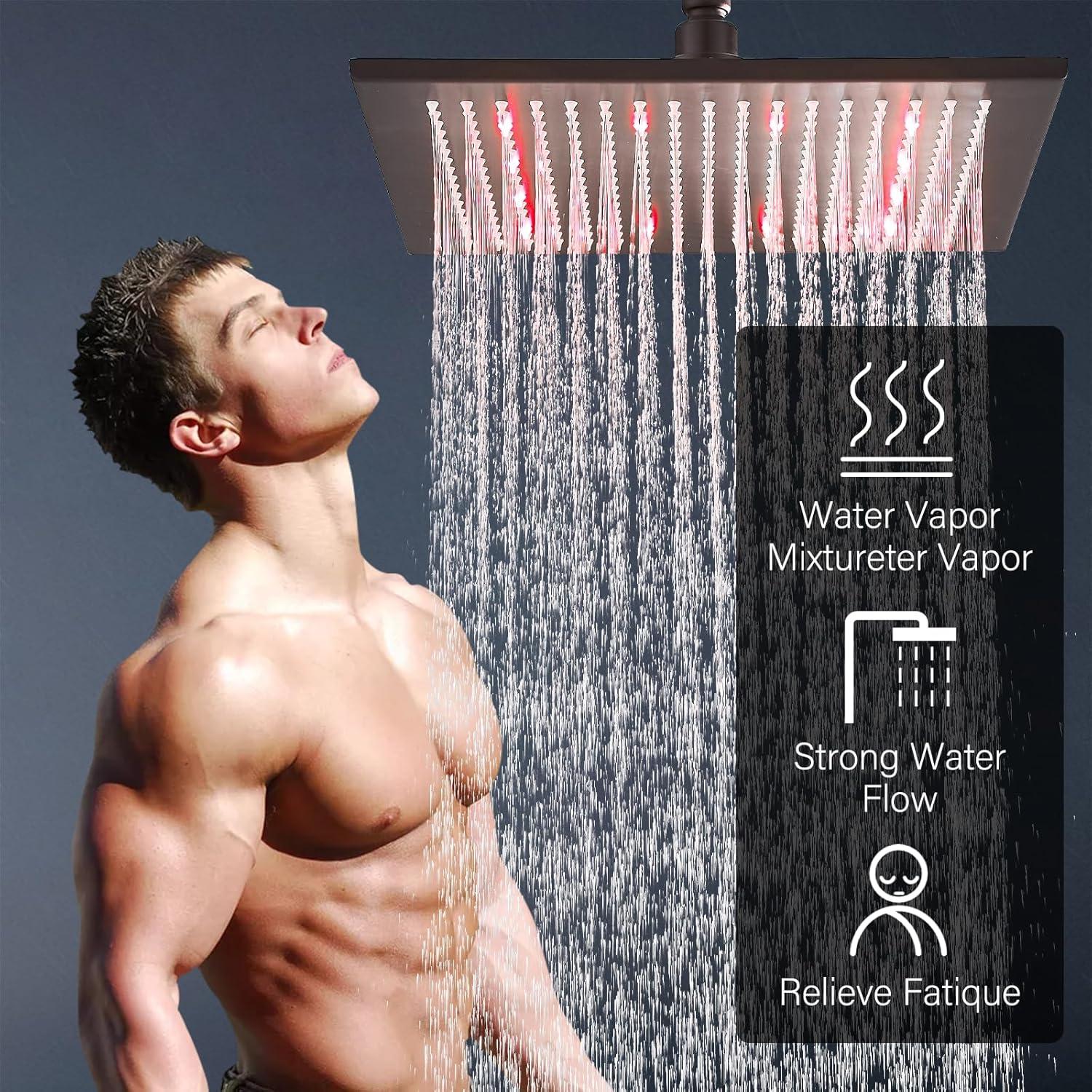 Cabezal de Ducha Cuadrado NeierThodore 30 CM LED Lluvia Cobre