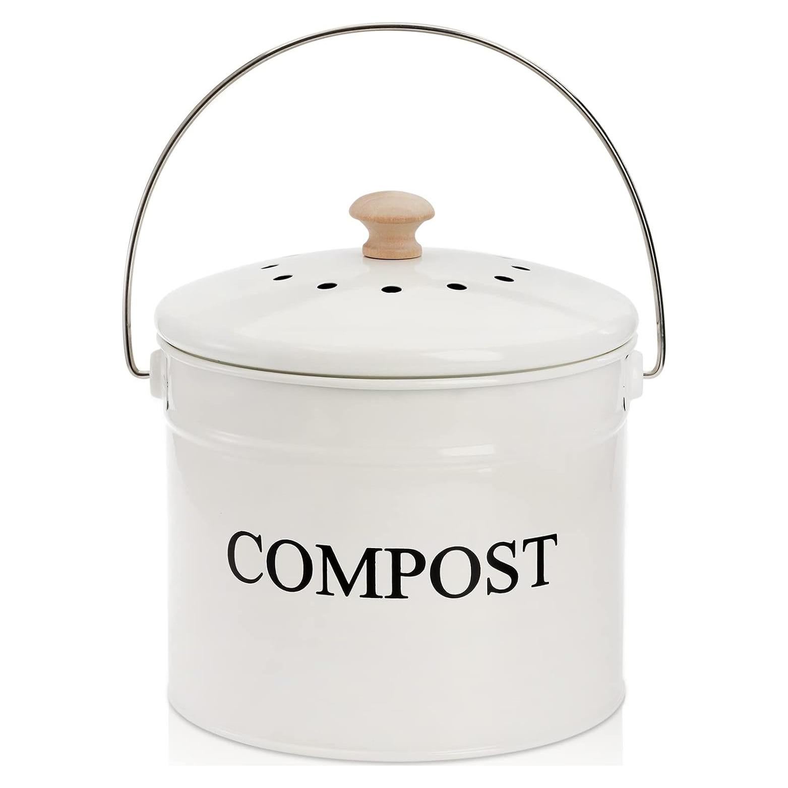 Contenedor de Compost AVLA Blanco 3.79L con Filtro y Tapa