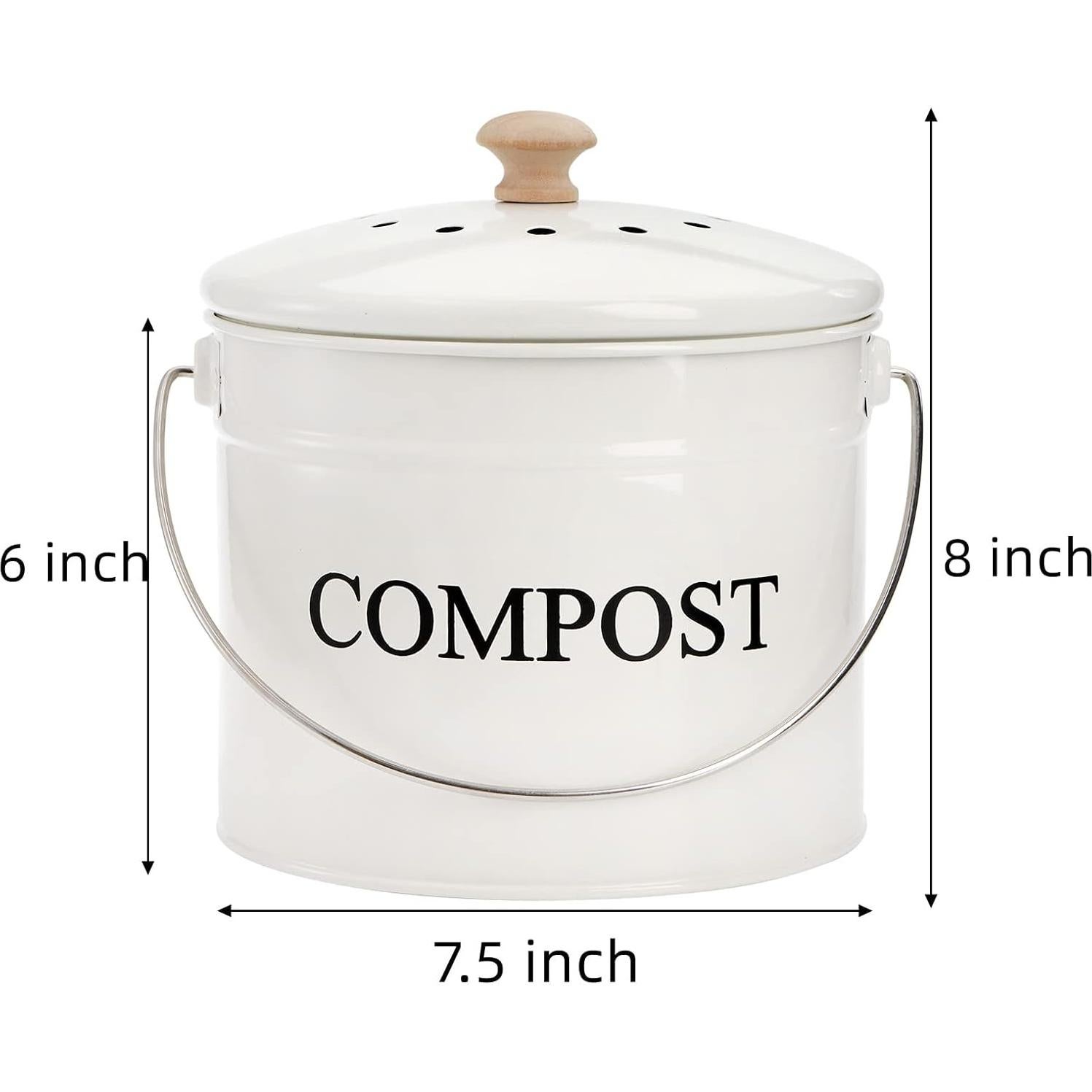 Contenedor de Compost AVLA Blanco 3.79L con Filtro y Tapa
