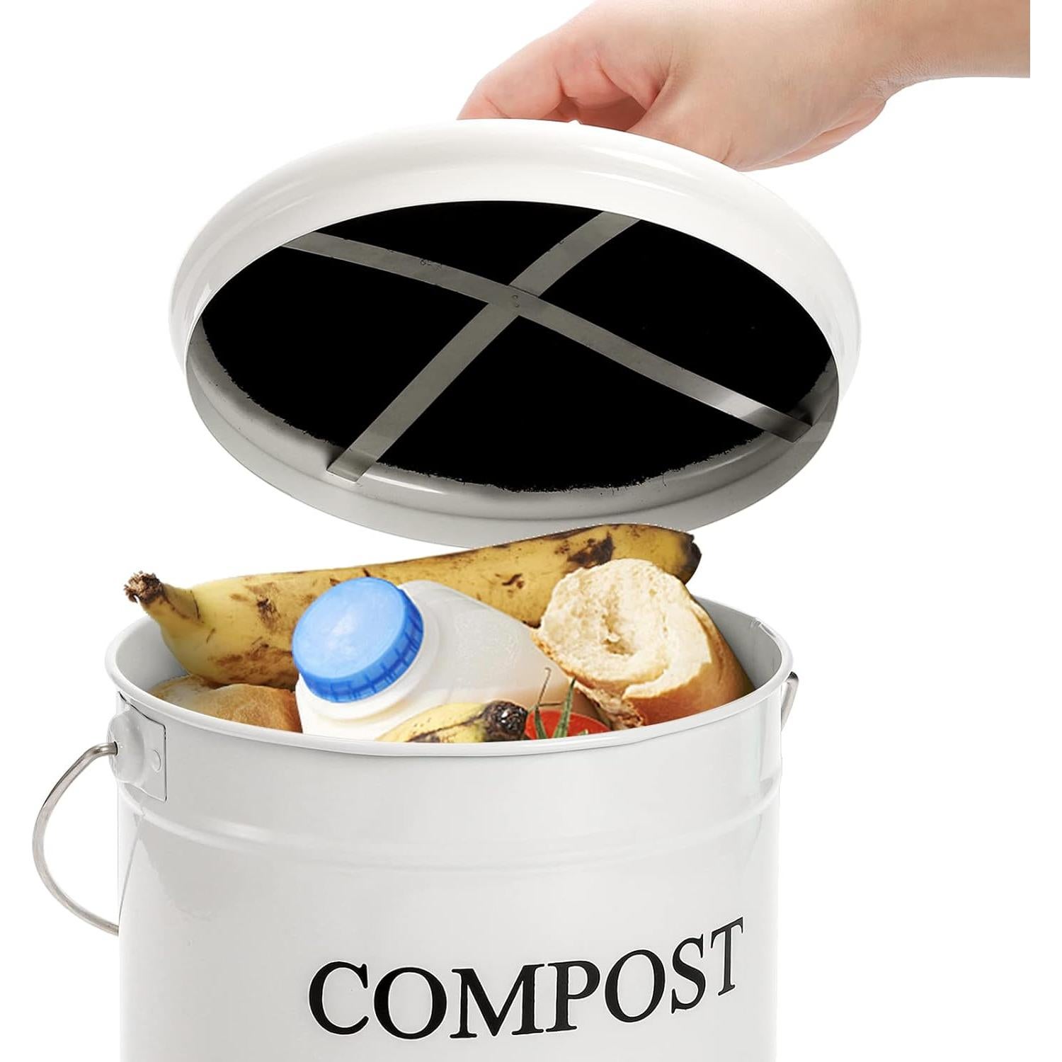 Contenedor de Compost AVLA Blanco 3.79L con Filtro y Tapa