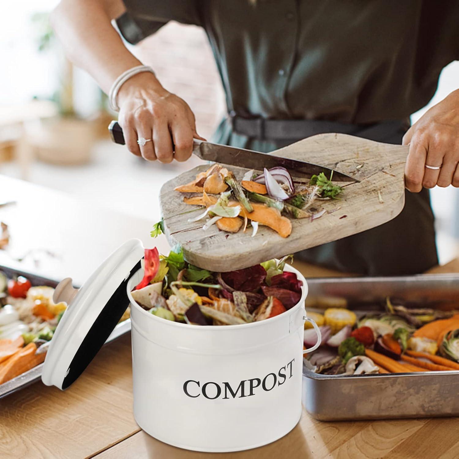 Contenedor de Compost AVLA Blanco 3.79L con Filtro y Tapa