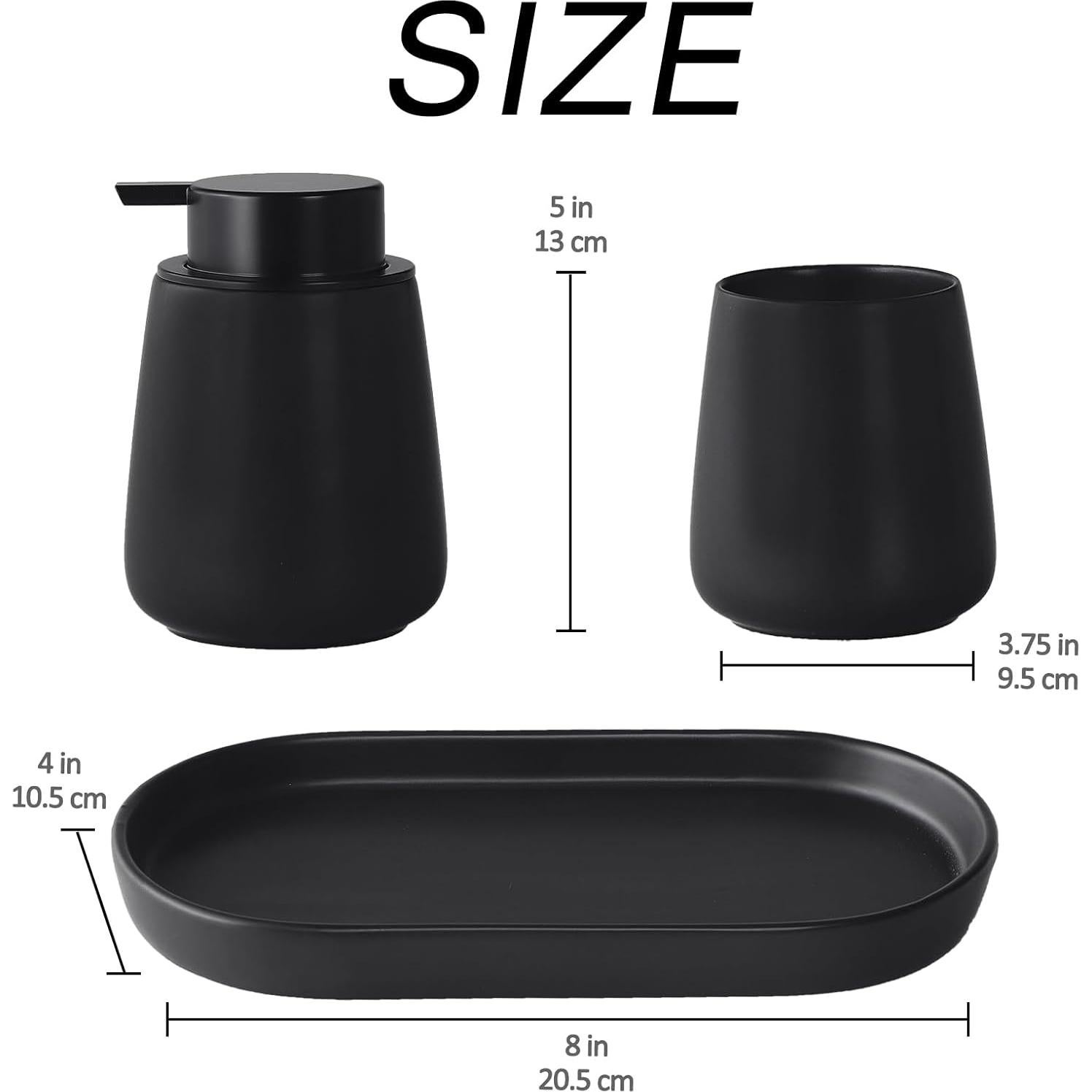 Juego de Accesorios de Baño Negro Mate Eyrozia - 3 Piezas