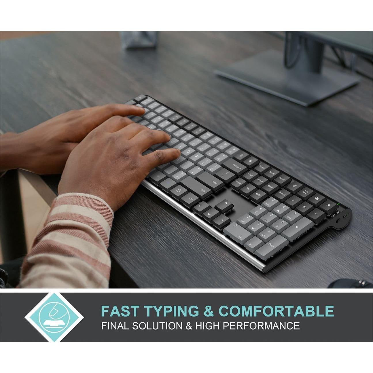 Teclado Mecánico Inalámbrico Arteck Negro con Interruptores Marrones