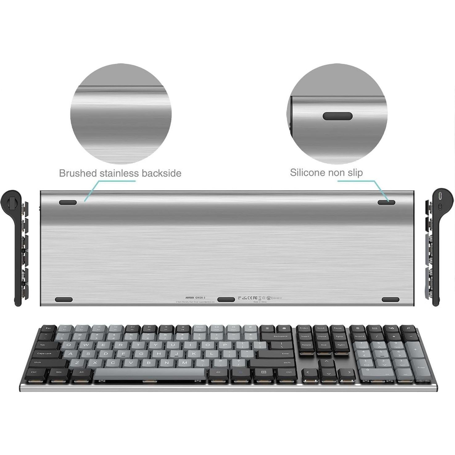 Teclado Mecánico Inalámbrico Arteck Negro con Interruptores Marrones